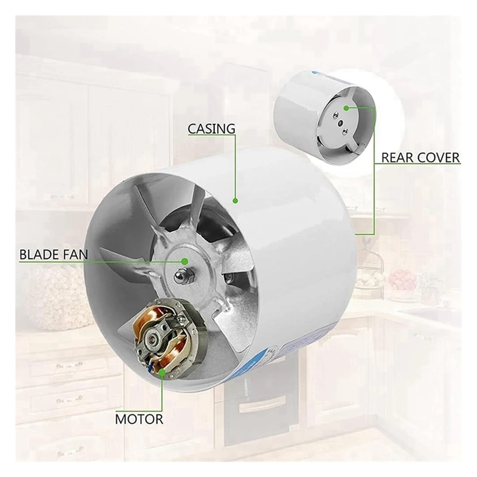 2X 4 Zoll Inline-Kanalventilator Luftventilator Metallrohr Belüftung Abluftventilator Mini-Abluftventilator For Badezimmer, Toilette, Wandventilator,Belüftung