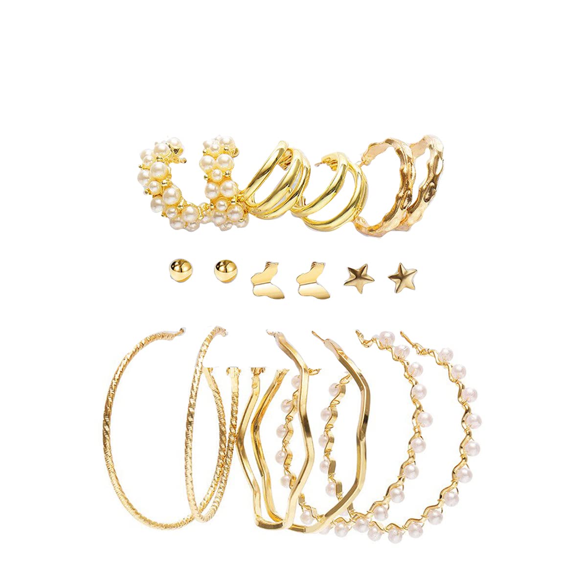 Jewels Galaxy Jewellery For Women Gold Plated Contemporary Studs and Hoop Earrings Set of 9 (JG-PC-ERGO-8721) (B0BT7NTD1R) Amazon Price History, Amazon Price Tracker