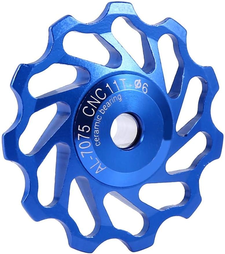 Alomejor Rear Derailleur Pulley Wheel Pulley 2pcs Ceramic Pulley Rear Derailleur Roller Part Wheels for Mountain Road Bike(11T Blue)