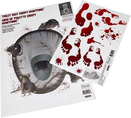 Miniatura 6 de Juego de decoración de Halloween aterradora, juego de baño, removible, impermeable, de terror, asqueroso y sangriento, adhesivo de pared de ratón