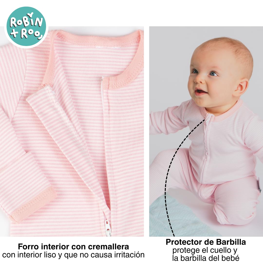 Pelele para bebé 100% algodón, cremallera bidireccional, sin pies, unisex con puños plegables