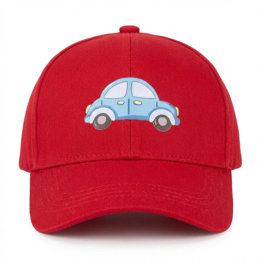 Kids Cotton Summer Printed Cap Kids Casual Cap | for Sun Protection and Outdoor Activities | Lightweight, Soft and Comfortable-1pcs Suitable Age (2 to 12 Years) Red-image-31