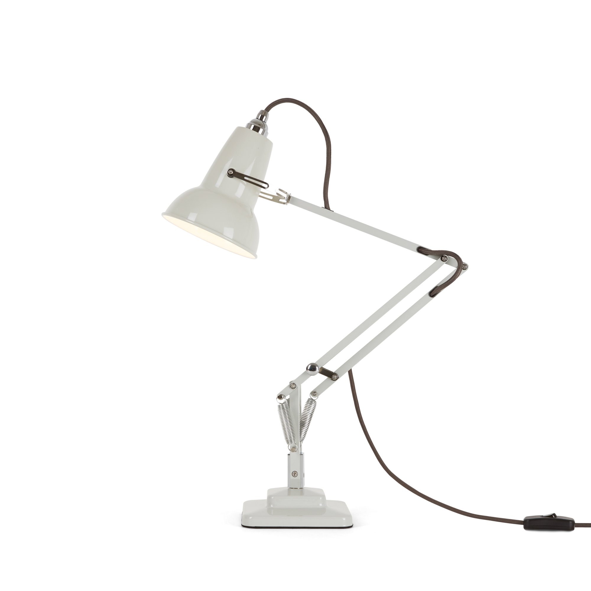Anglepoise White Original 1227 Mini Desk Lamp - Linen With Grey Cable