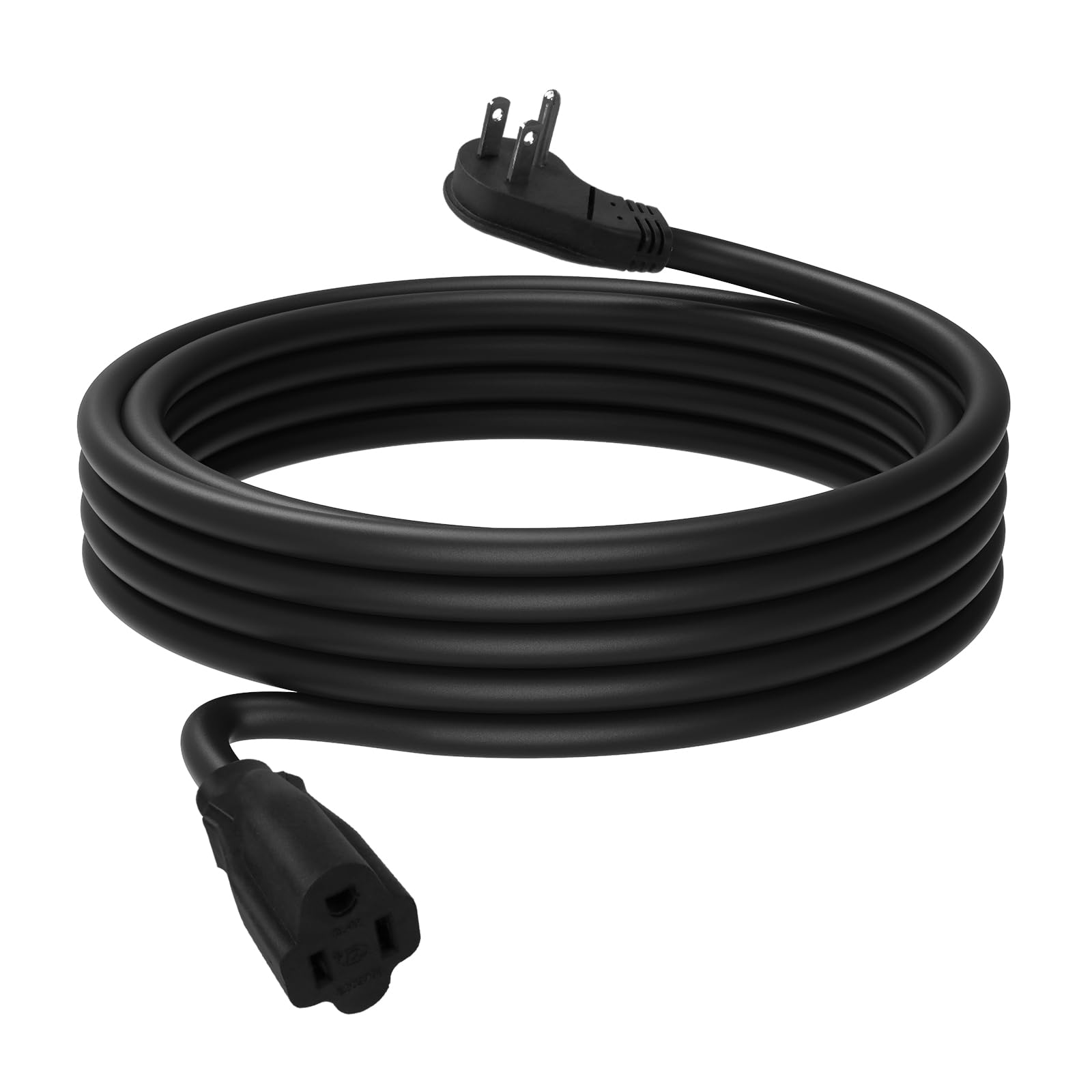 GREATIDE 25 Ft Flat Plug Extension Cord, 16 AWG 3 Prong Grounded Black Low Profile Extension Cable for Indoor, UL Listed
