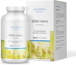 Sanhelios® MSM + Vitamin C in pharmacy quality, high dose, 1600 mg per daily dose, 400 capsules = 7 months, vegan, no unnecessary additives, made and tested in Germany