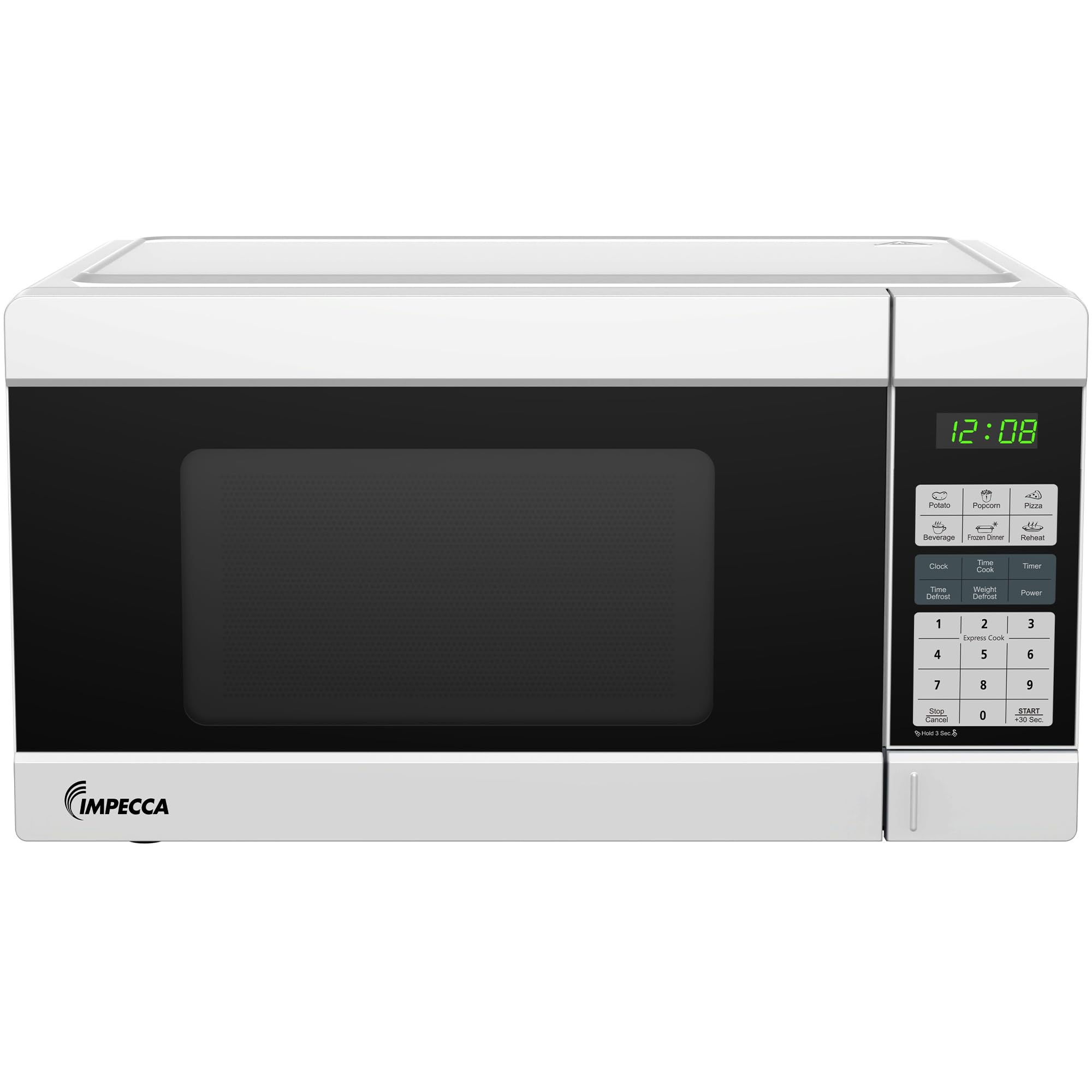 Impecca Countertop Microwave 1000 Watts, 1.1 Cu. Ft - Microwave Oven with LED Light & Child Lock - 6 one-Touch Cooking Menus, 10 Power Levels, Perfect for Apartments and Dorms - Easy Clean, White