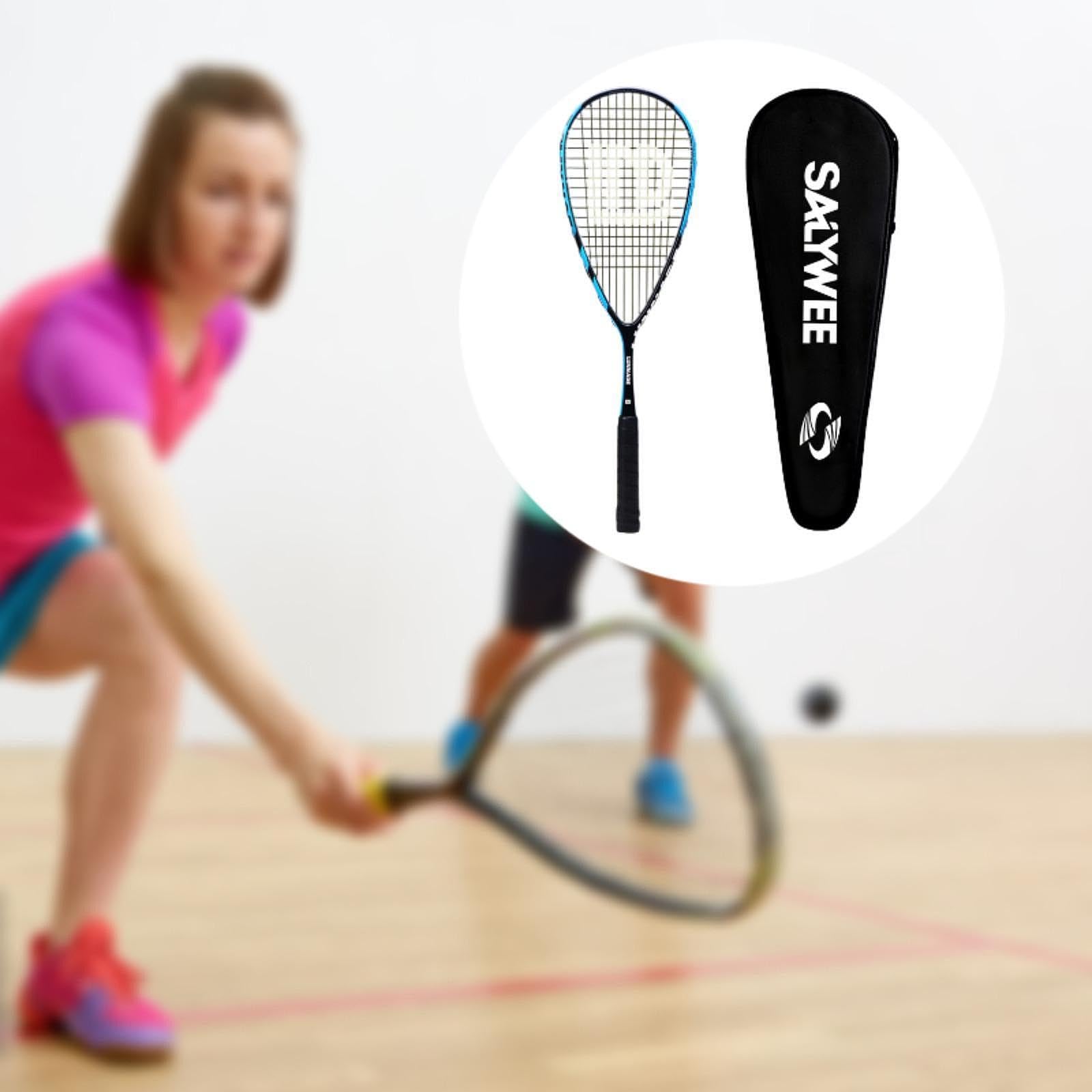 kowaku Carbon Fiber Squash Racket Equipment Professional Non Slip Tear Drop Squash Racquet Paddle for Gym Outdoor Activities Travel, Blue