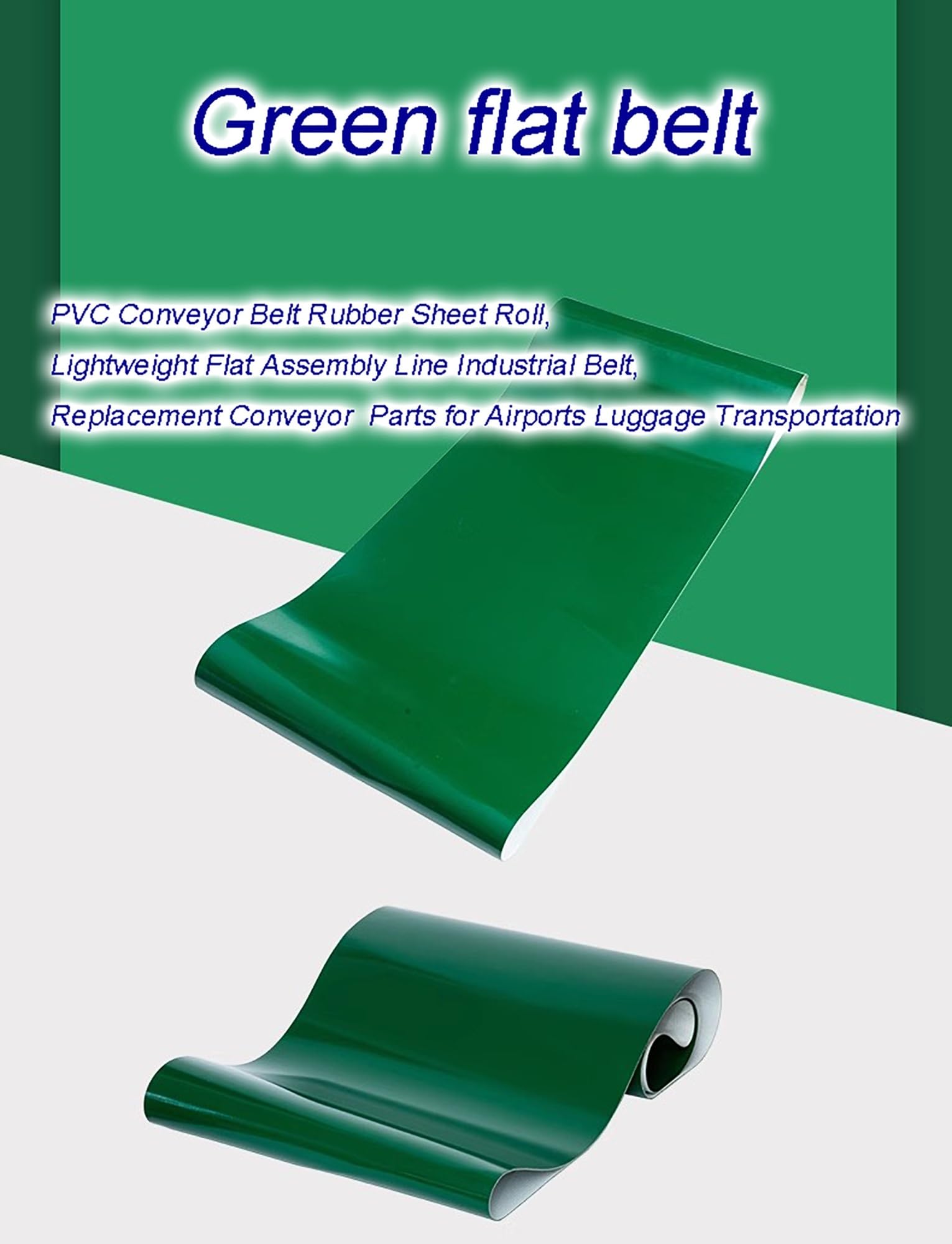 mm grünes PVC-Förderband, industrielle Förder- und Transporttechnik, kleines Reibungsriemenrad, geeignet für Verpackungen, hochbelastbar 50 x 300 cm (20 x 118 Zoll).