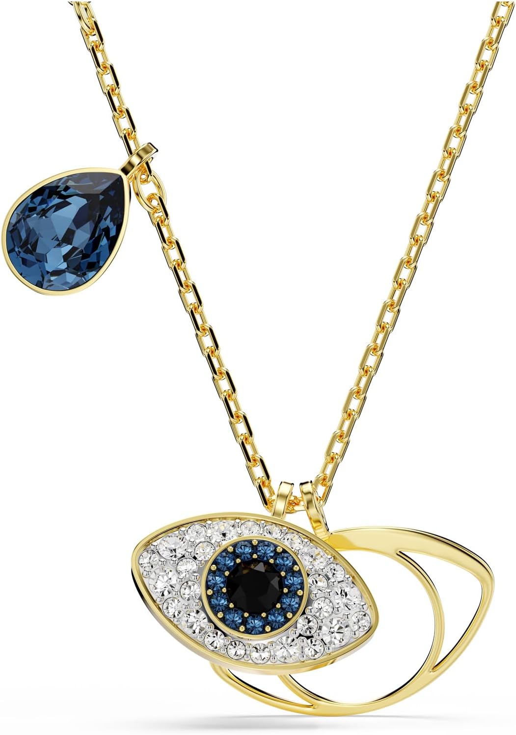 Symbolica pendant, Evil eye, Blue, Gold-tone Finish