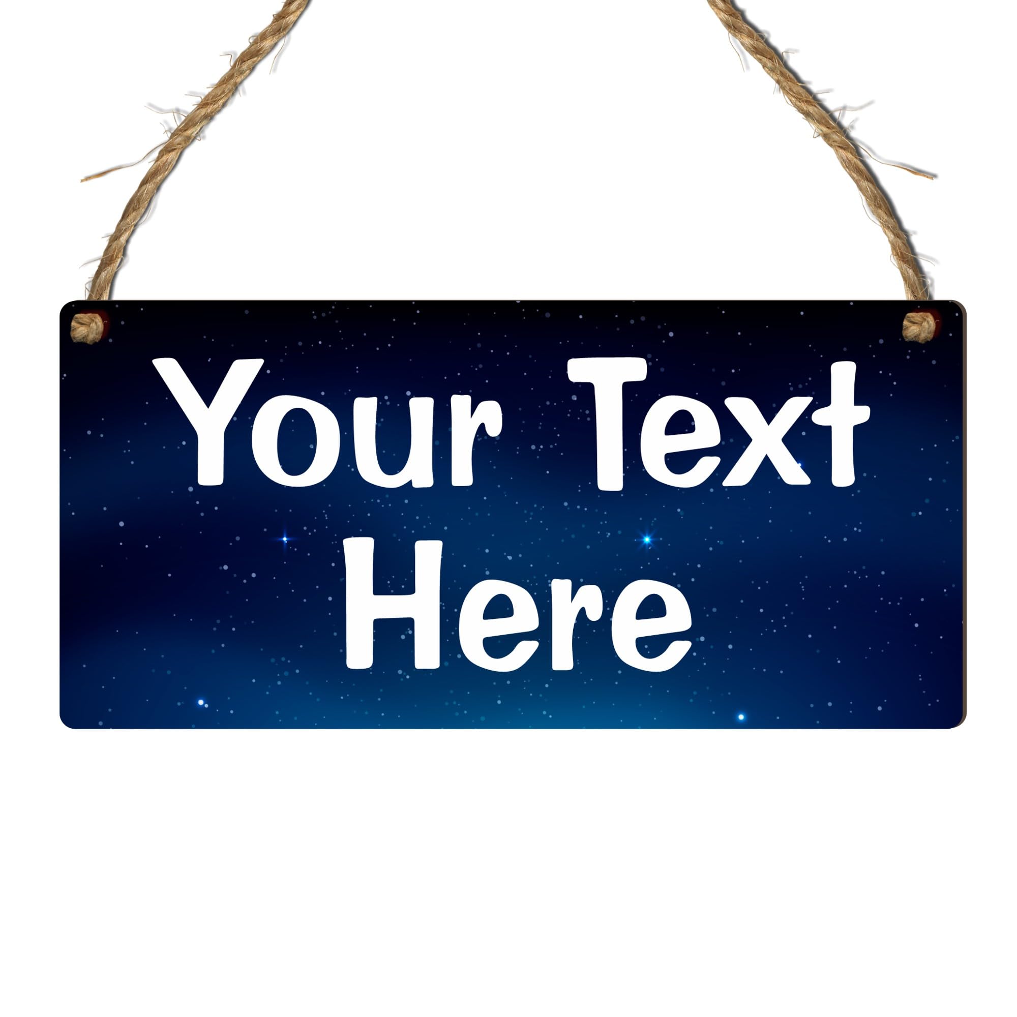 Personalised Hanging Plaque Sign with Custom Text – Choose from MDF Wood or Acrylic Options – Ideal for Home Décor, Gifts, or Events (Blue Galaxy, Mdf Wood Indoor Use Only)