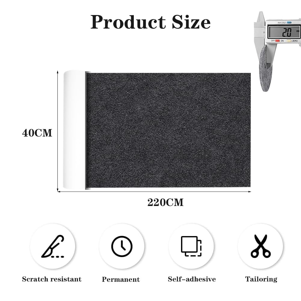 Plaque De Feutre Autoadhésif | 100x200 Mm | Noir | Rectangulaire