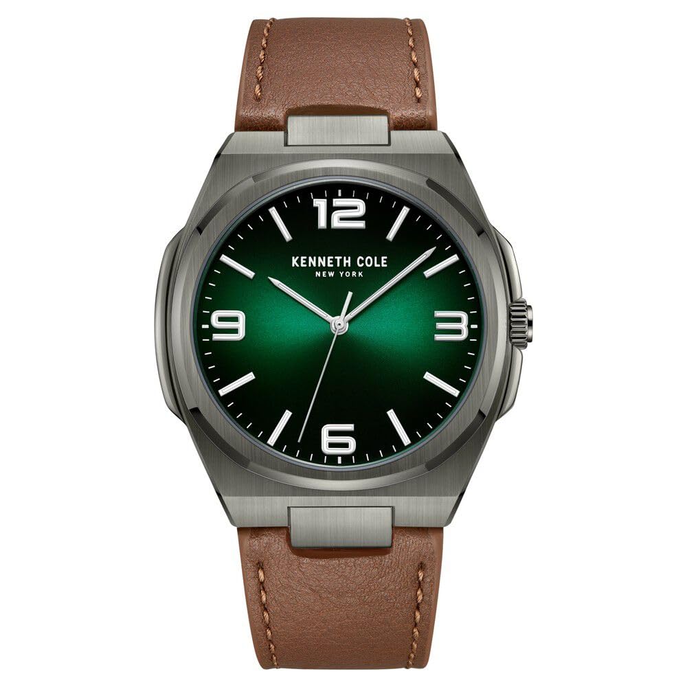 Kenneth Cole Quartz Analog Green Dial Brown Leather Strap Watch for Men-KCWGA0015202MN (B0CSKG269Q) Amazon Price History, Amazon Price Tracker