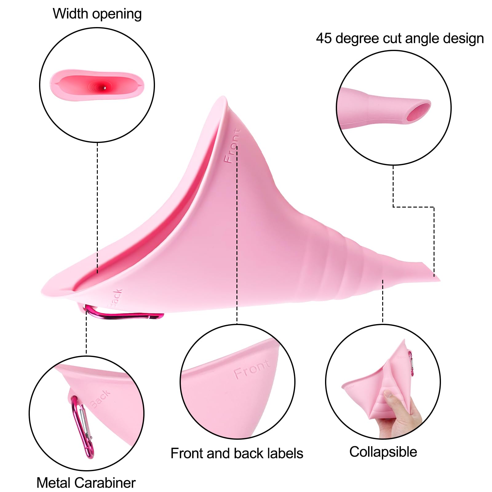 Fousenuk Pisse Debout Femme, Réutilisable Portable Urinoir Femme Silicone | Pliable Pipi Debout avec Tube d'Extension, Urinoir Féminin en Entonnoir pour Plein Air, Voyage, Randonnée, Camping