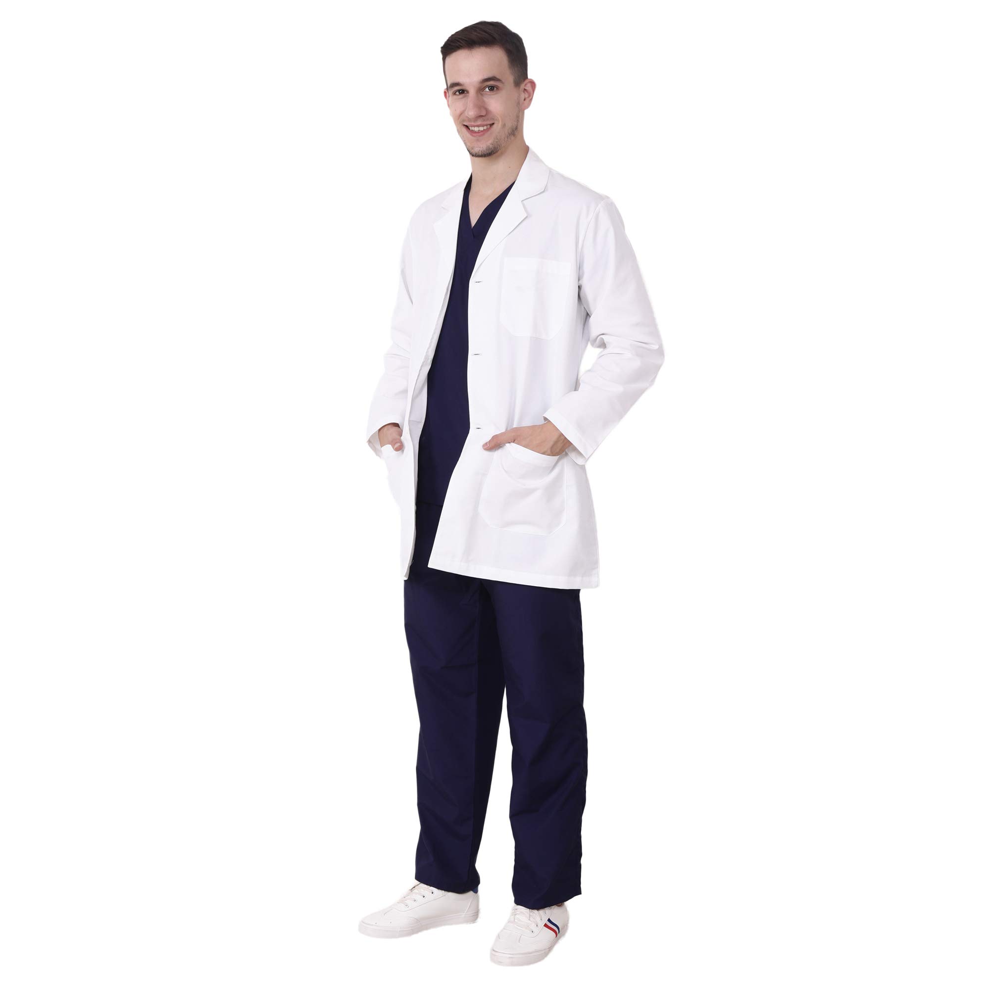 Buy RANK Men's Polyester Cotton White Medical Lab Coat Full Sleeves