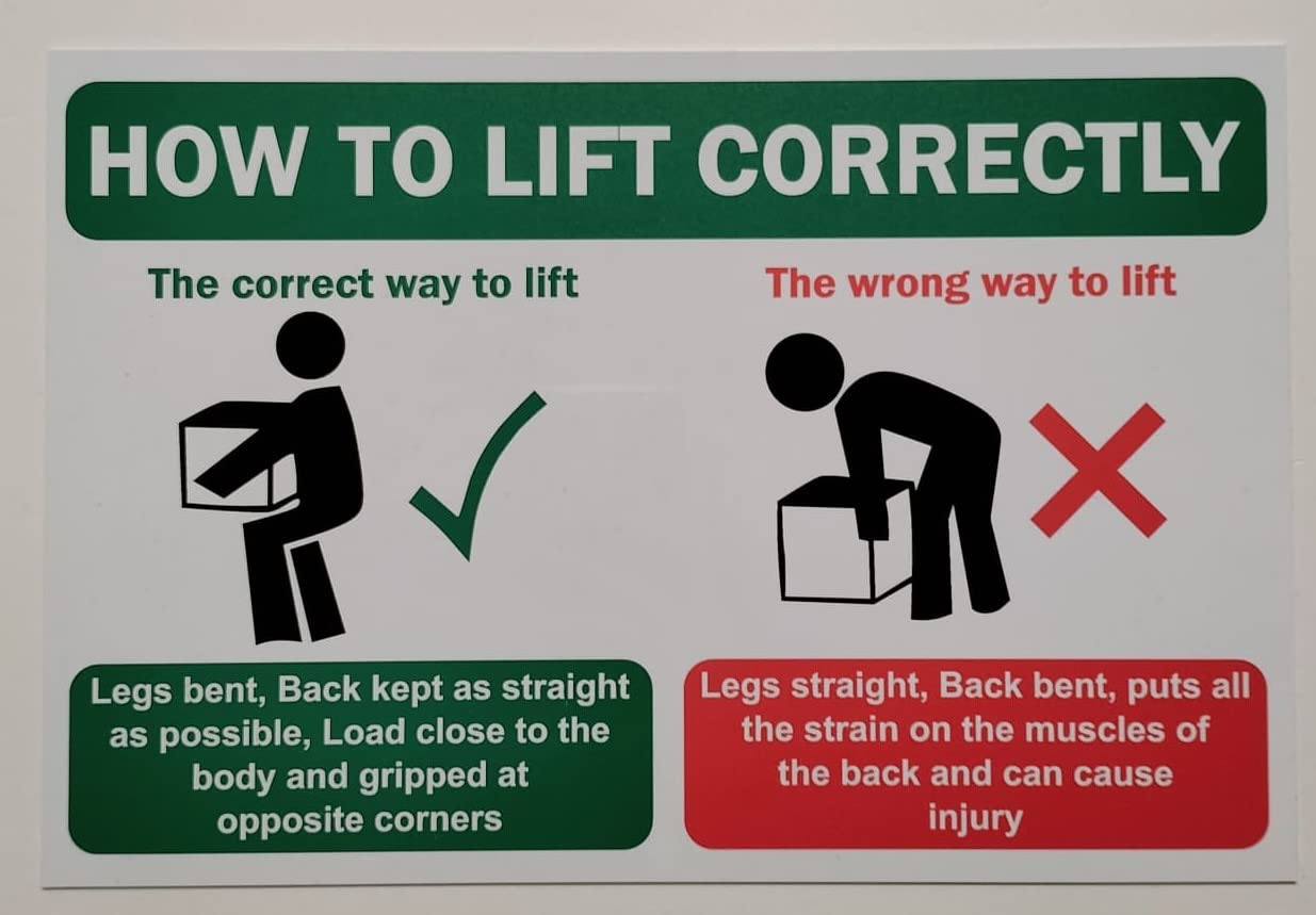 How to Lift Correctly Information Poster Safety Sign - 1mm Plastic Sign (400mm x 300mm)
