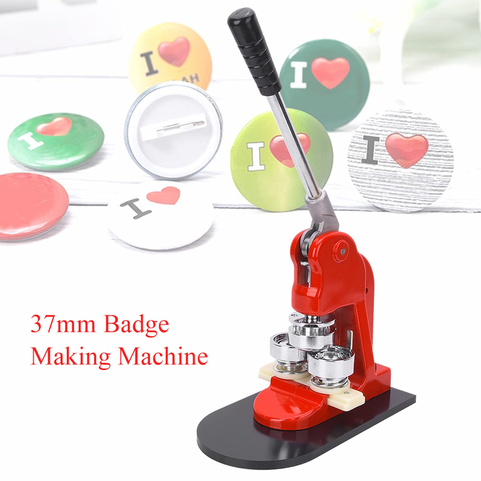 Máquina para fabricar insignias de 37 mm |Fabricante de botones ergonómico con 500 juegos de suministros |Fácil de operar para aficionados al bricolaje/eventos/pequeñas empresas