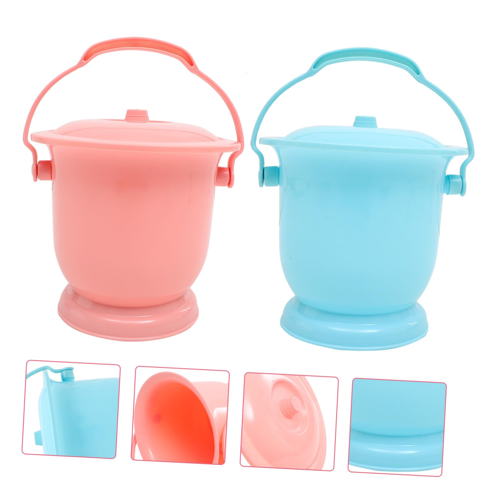 FRCOLOR Tragbarer Urinalbehälter für Zuhause und Unterwegs Leicht zu Reinigen 2 Stück-pack aus Pp Kunststoff mit Deckel Geeignet für Senioren und Kinder