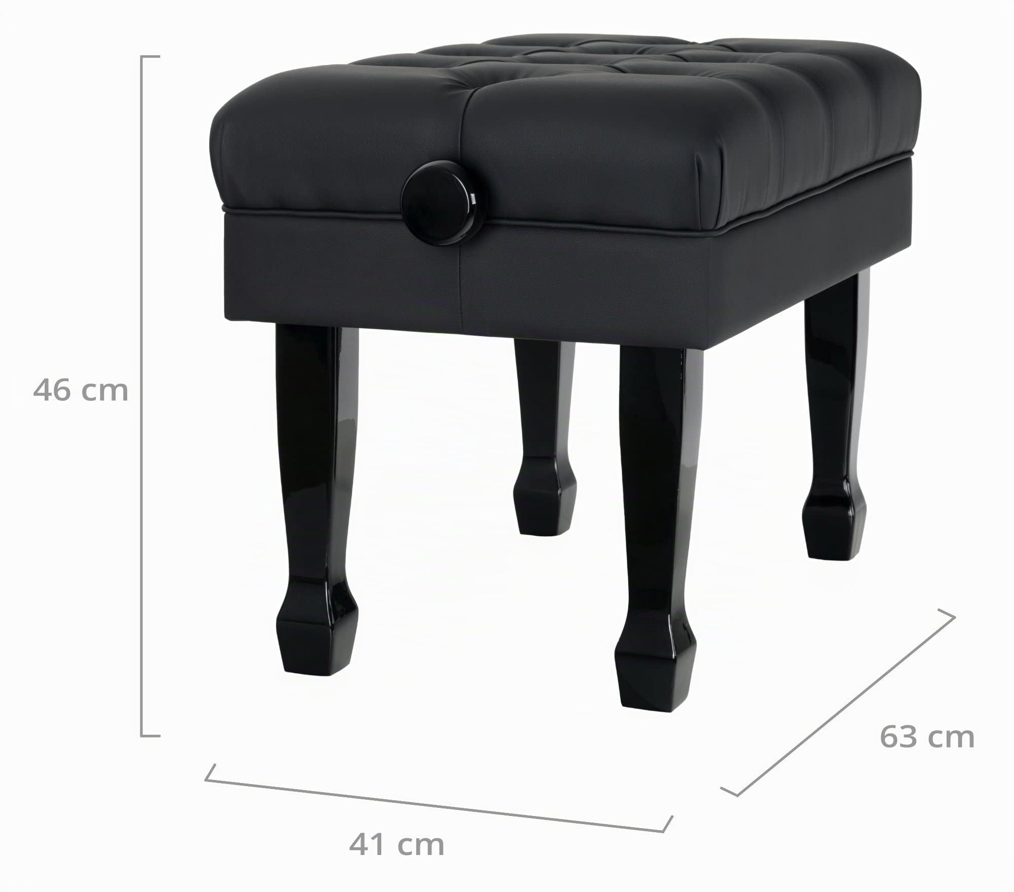 Classic Cantabile Banc de Piano modèle W Noir Brillant
