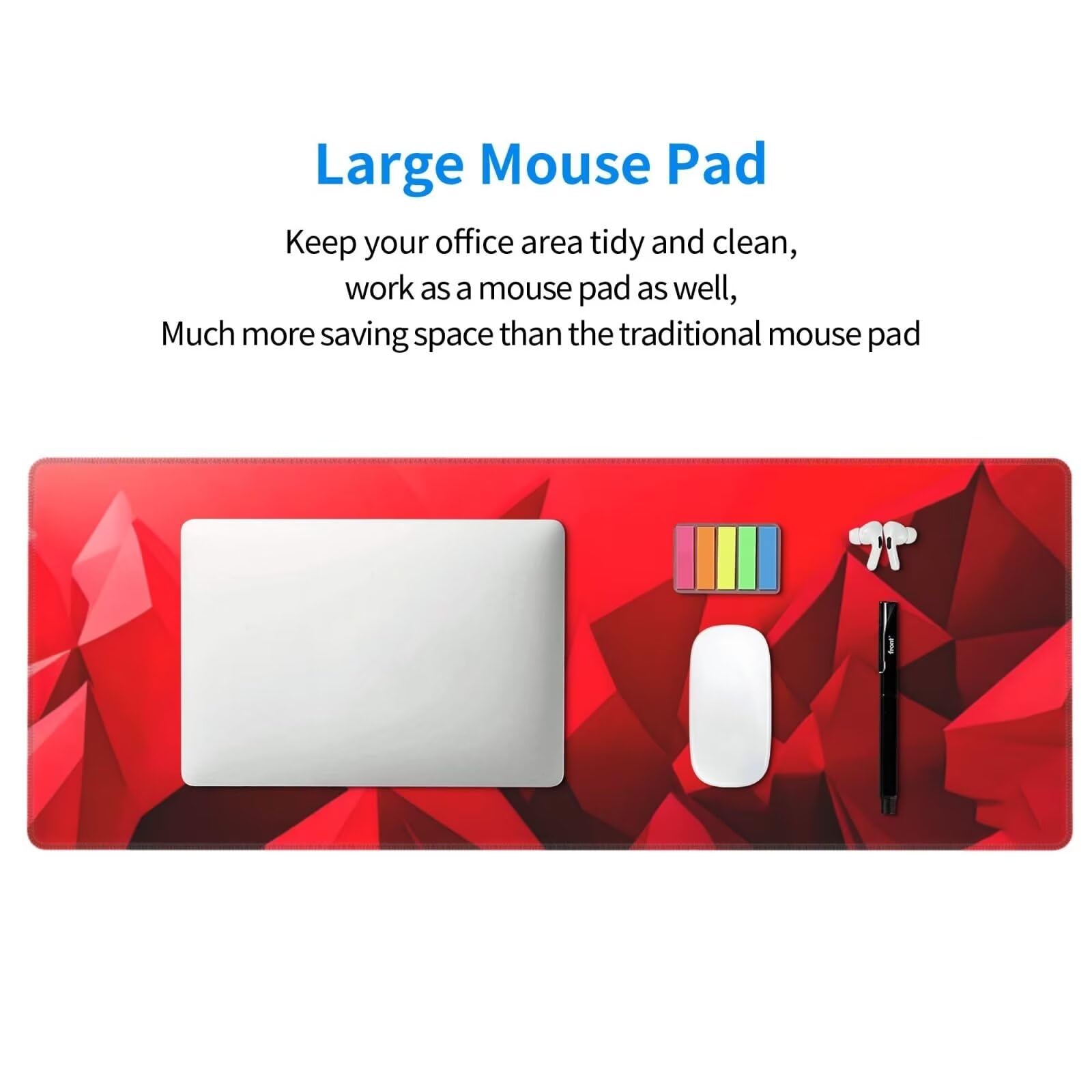 Tappetino Mouse, Tappetino Mouse Gaming Grande XXL 1500x800x3mm Tappetino Scrivania Mouse Pad, Base in Gomma Antiscivolo, Bordi Cuciti,Lavabile, Mousepad per Ufficio e Gaming (rosso) R-288