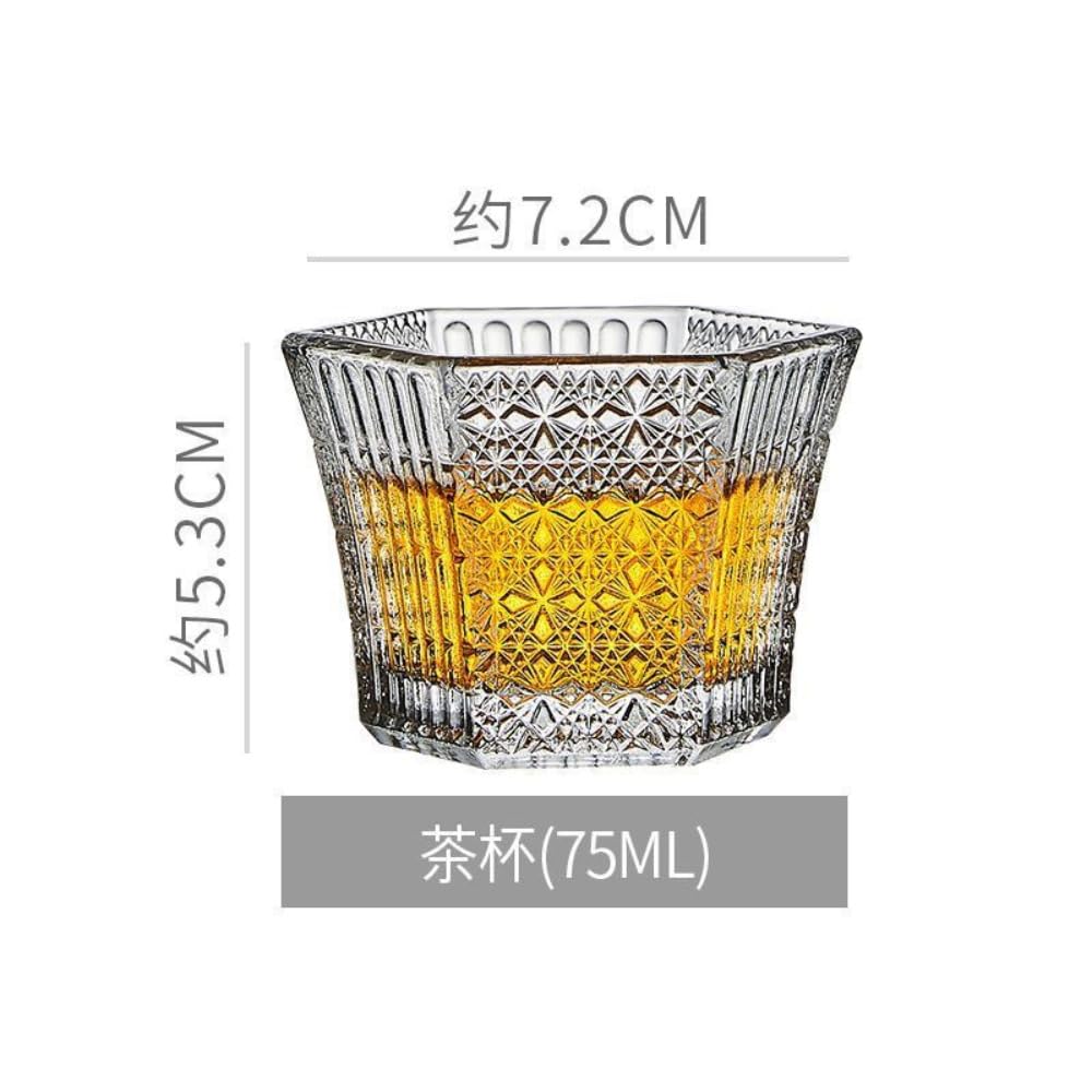 2 szt. 70 ml sześciokątny filiżanka do herbaty ze szkła kryształowego Szklanka do whisky Master Cup do domowego baru