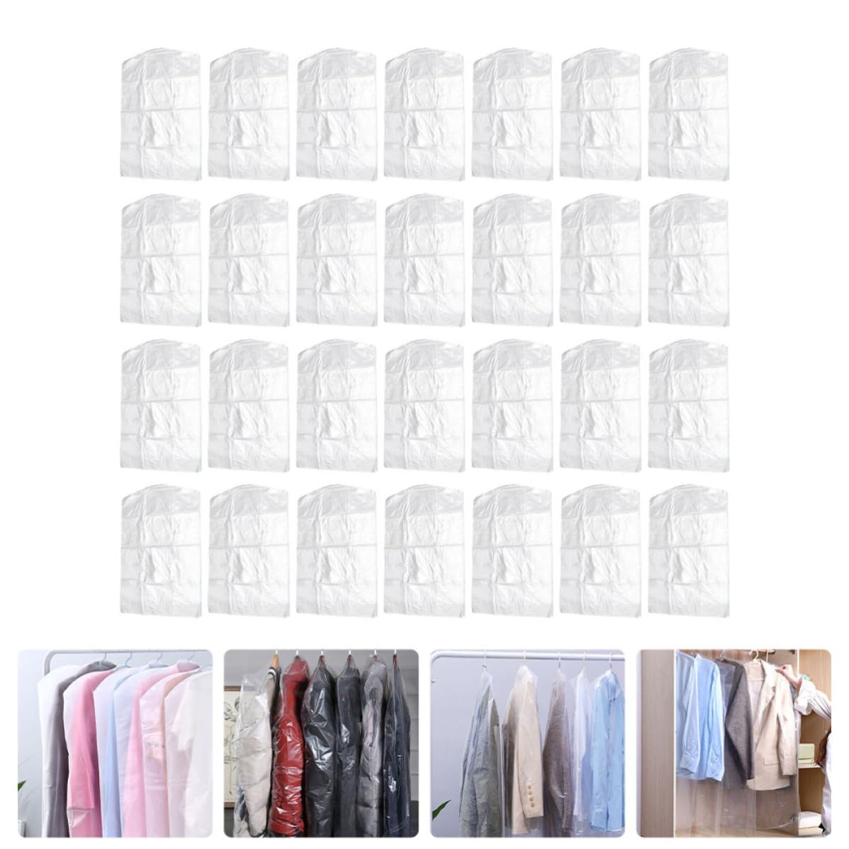 100 Stück Kleidersäcke aus Pp Kunststoff 60x100cm Schutzfunktion Wiederverwendbar für Chemische Reinigung und Staubschutz