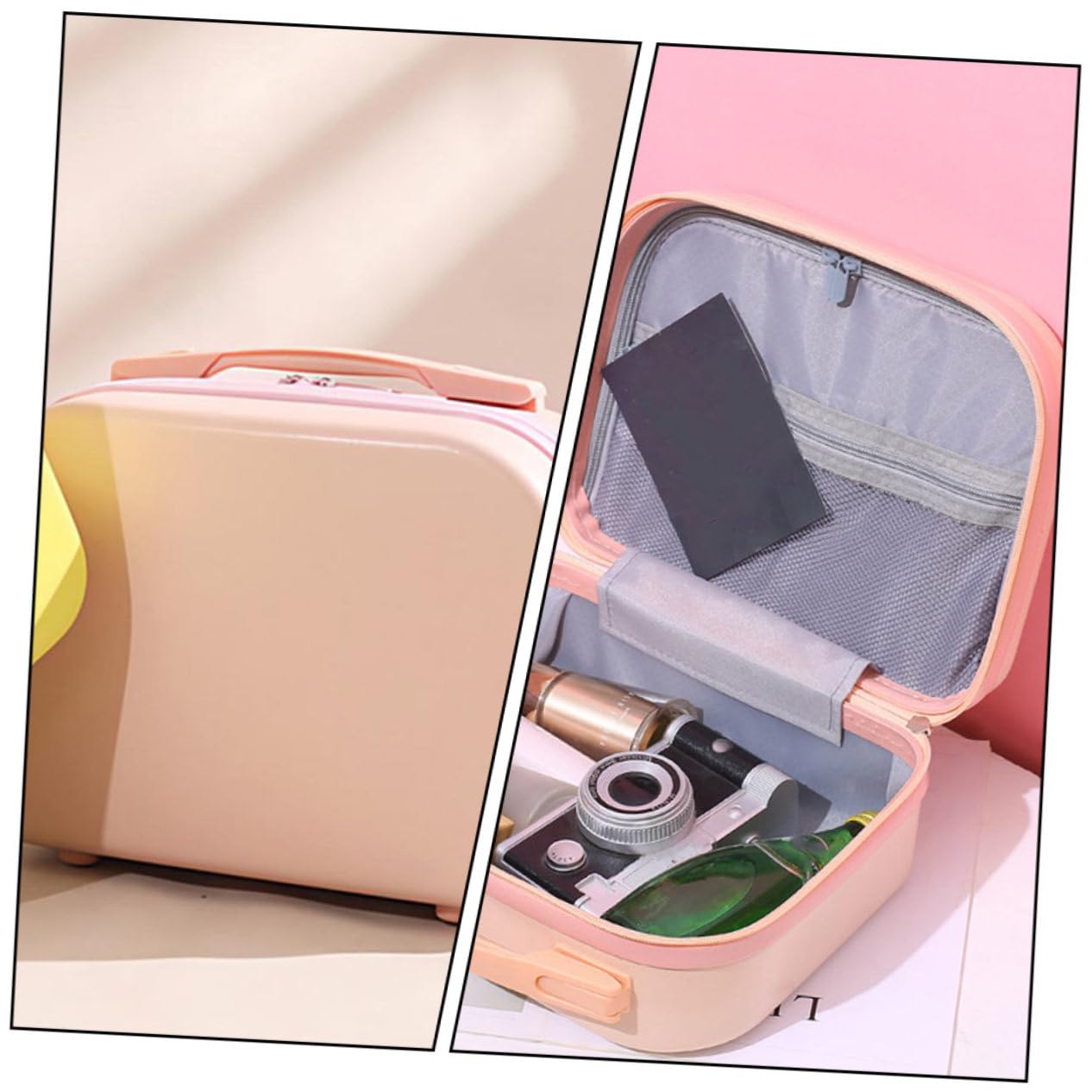Piccola Borsa Cosmetica da Viaggio 14 Pollici in Abs Rosa | Compatta e Portatile, per Viaggio e Campeggio, Formato Mini, Adatta a Signora e Amiche