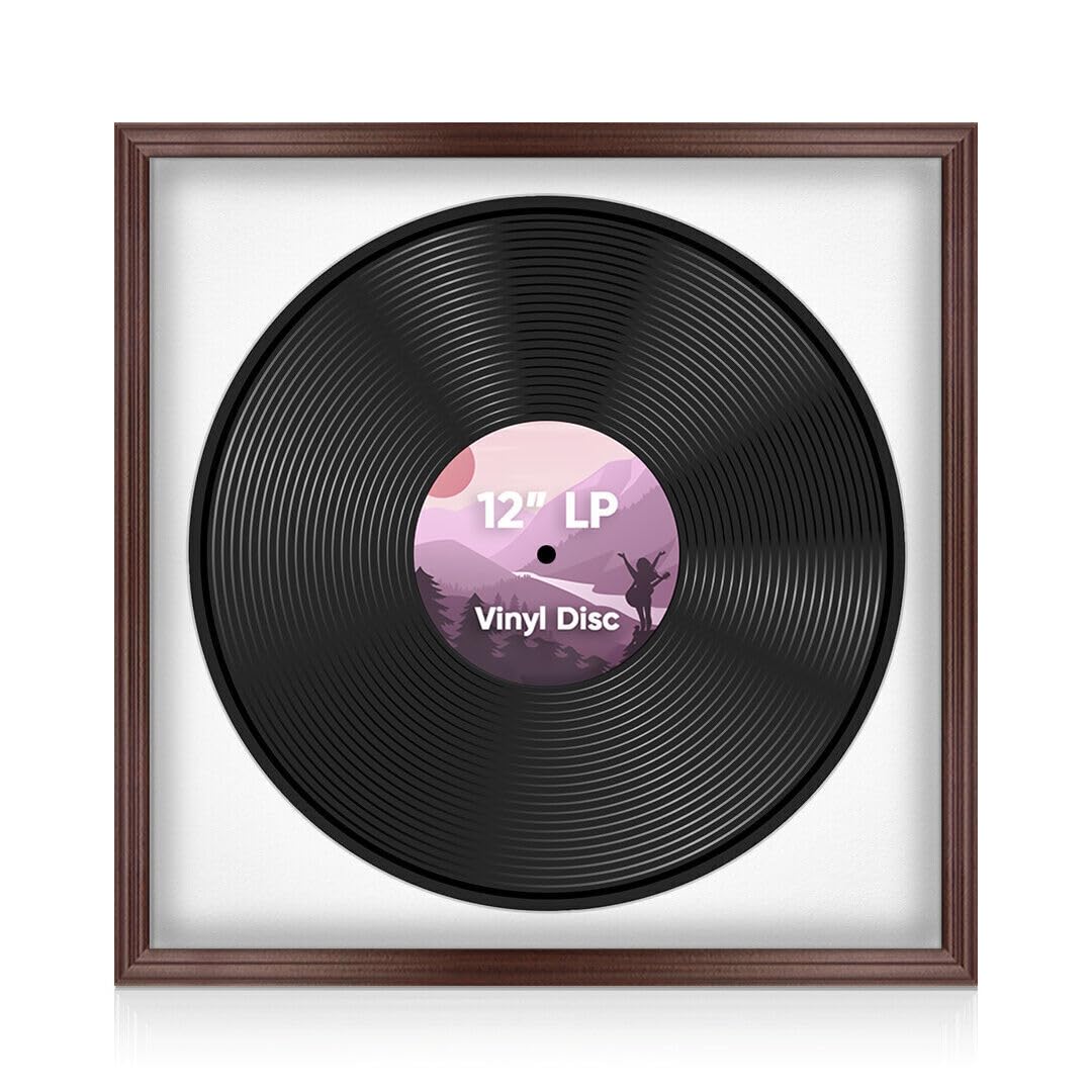 Alison Kingsgate 16×16" Vinyl Record Frame for 12 Inch LP Disc - Premium Rose Wood Photo Frames with White Mount - Engineered Wood with Shatterproof Perspex Front - Classic Display for Music Lovers