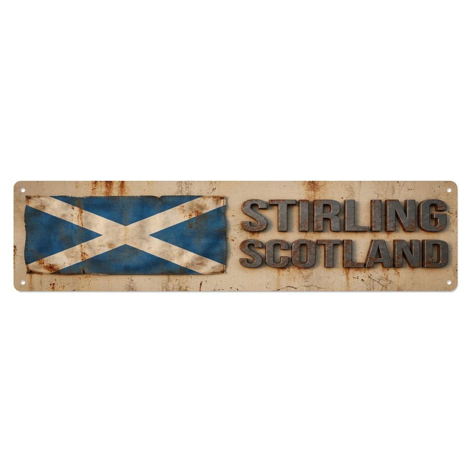 Okahys 4X16inch(10X40cm) Vintage Stirling Scotland Flag Decor Rustic Travel Metal Tin Sign