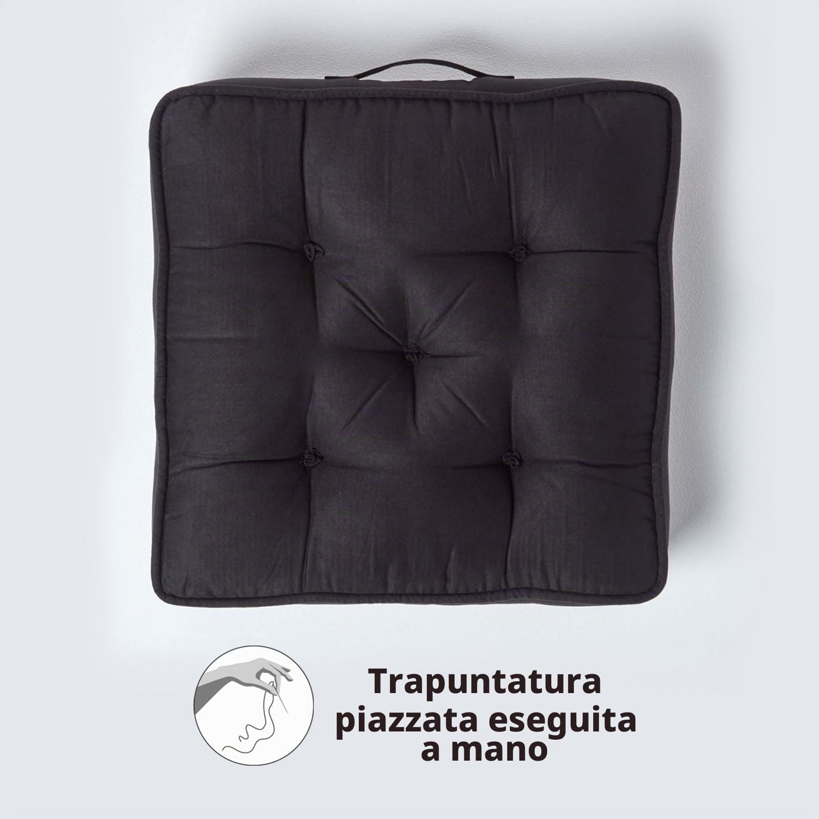Homescapes Cuscino per poltrona in finto camoscio con imbottitura di sostegno, alzata di 10 cm per una maggior comodità, ideale per gravidanza, post-operatorio o neo-mamme, Nero , 50 x 50 x 10 cm