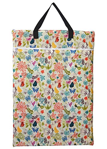 Large Hanging Wet/dry Cloth Diaper Pail Bag for Reusable Diapers or Laundry (Bloom) by Hibaby