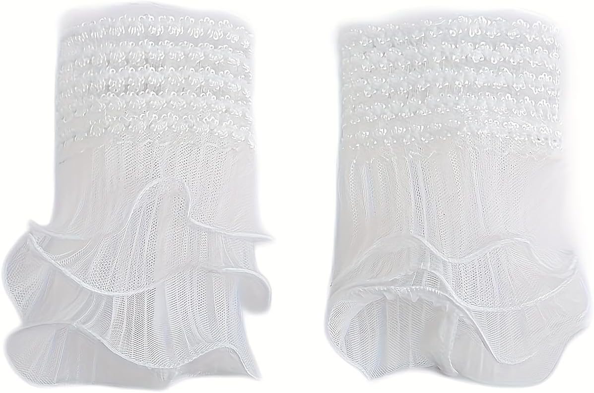 Verwijderbare valse mouwen, mouwen Afneembare manchetten Valse mouwen Manchetten Decoratieve polsmanchetten for dames Kleine parelkraalrandmanchetten Wit Versier mouwmanchetten