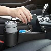 Organizador Lateral Premium De Assento De Carro Com Suporte Para Copo, Couro PU, Armazenamento Prático, Universal, Fácil De Instalar, Marca VARENZIA