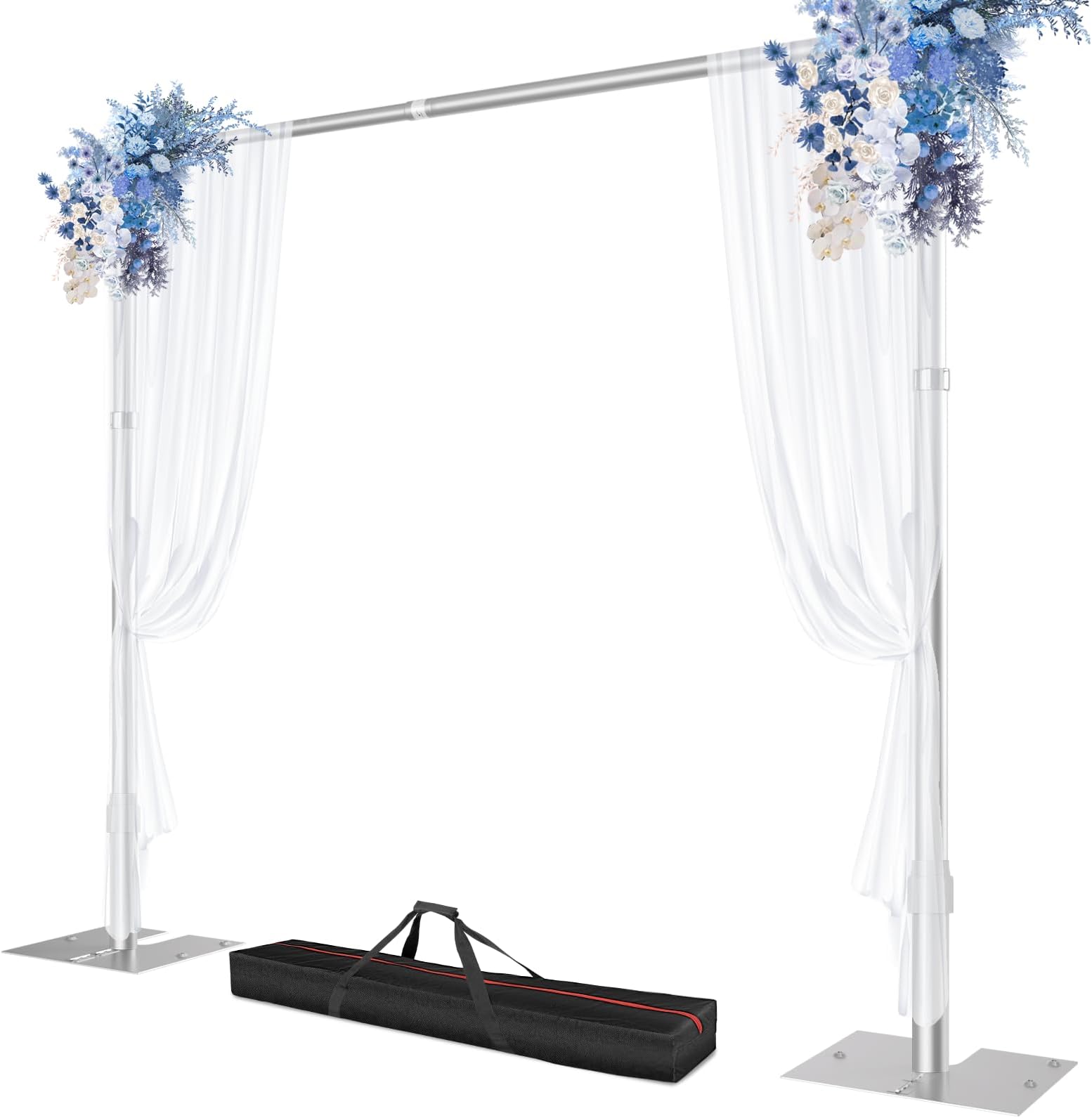 Pipe and Drape Backdrop Stand, 10x10ft Heavy Duty Adjustable Backdrop Frame with Metal Base, Background Holder for Parties Photography Wedding Photoshoot Decoration
