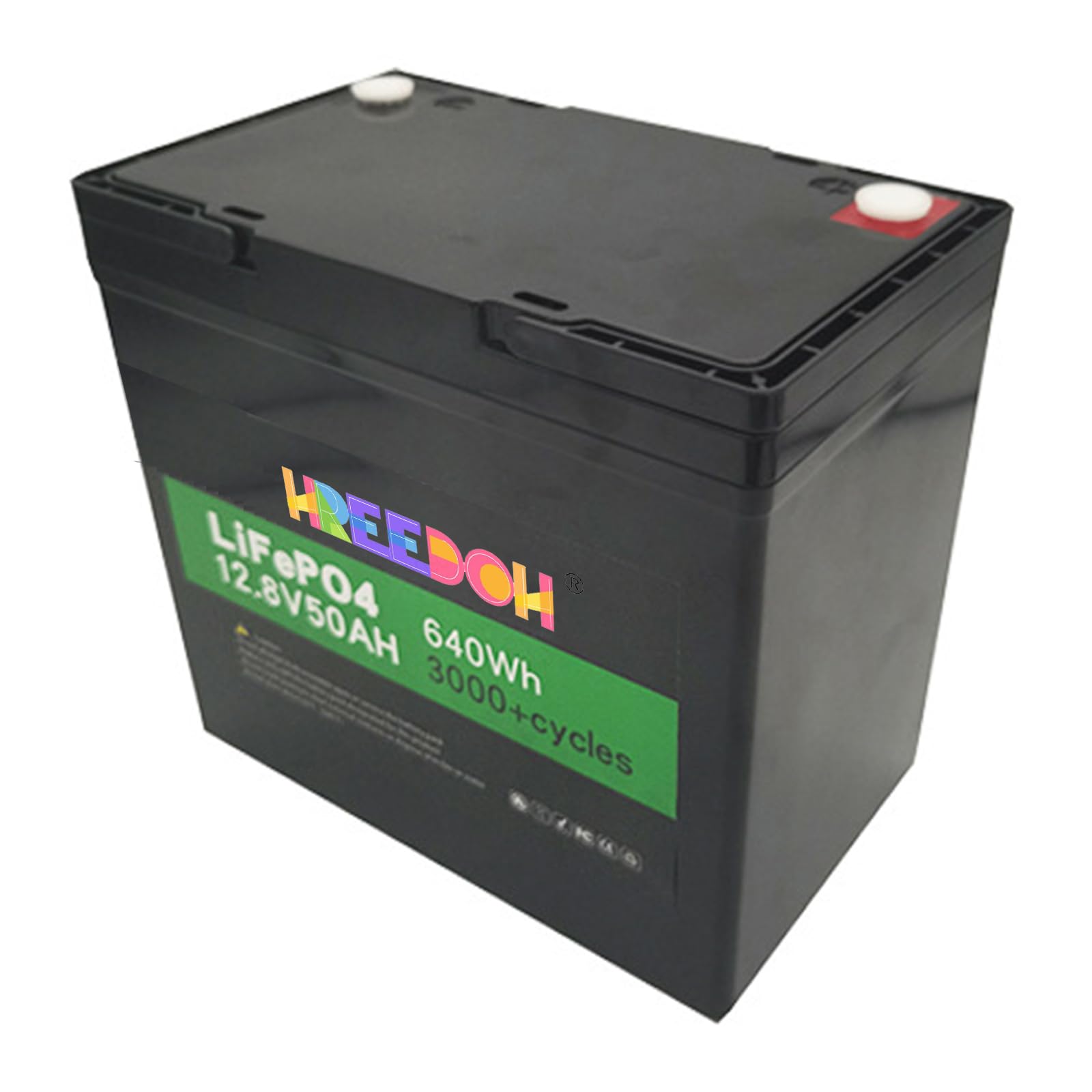Batería de fosfato de Hierro y Litio 12 V y 50 Ah, Paquete de baterías de Litio de Repuesto para Sistemas solares, Almacenamiento de energía de vehículos recreativos con BMS.