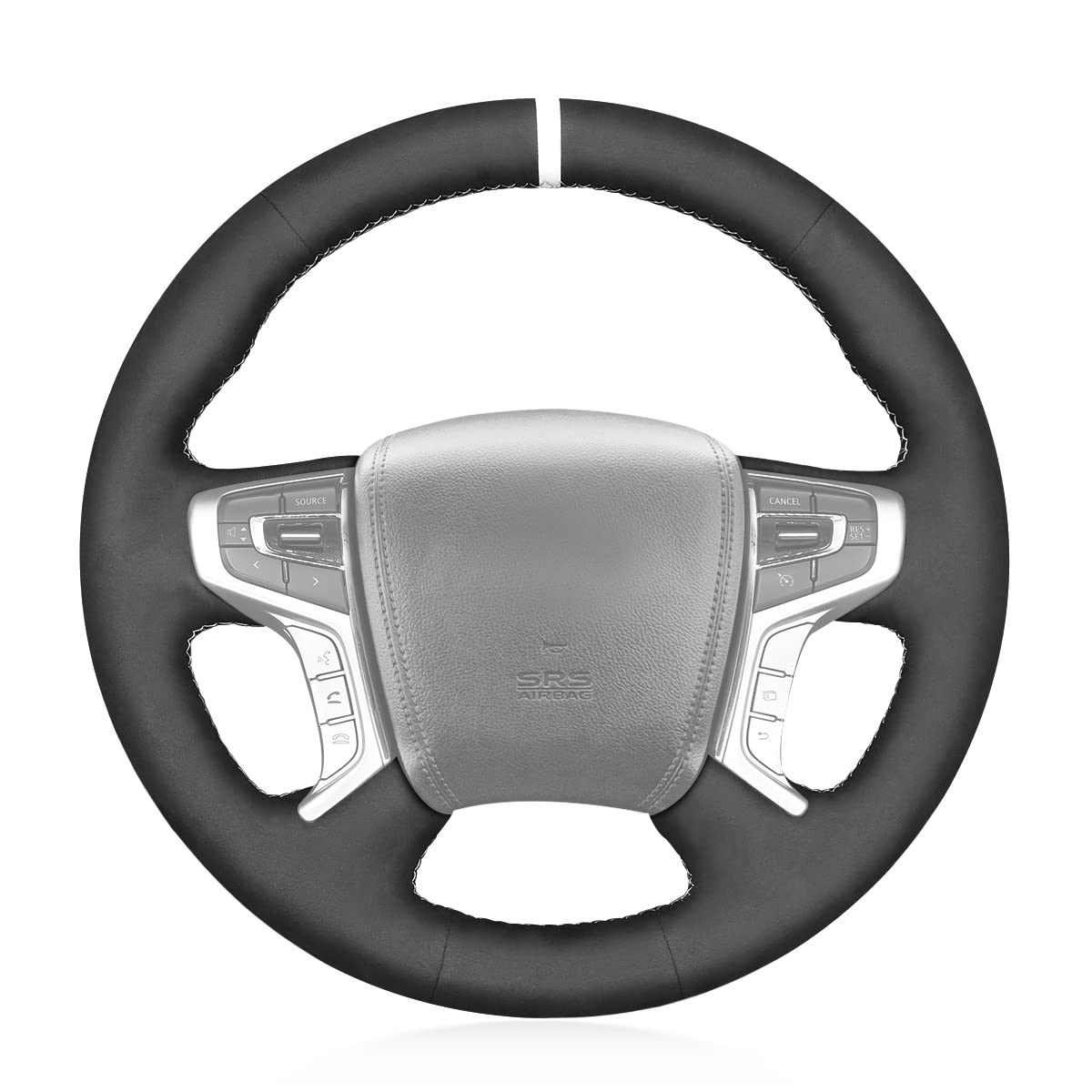 MEWANT Zamszowy ręcznie szyty pokrowiec na kierownicę samochodu do Mitsubishi L200 2017-2022 / Outlander (PHEV) 2016-2021