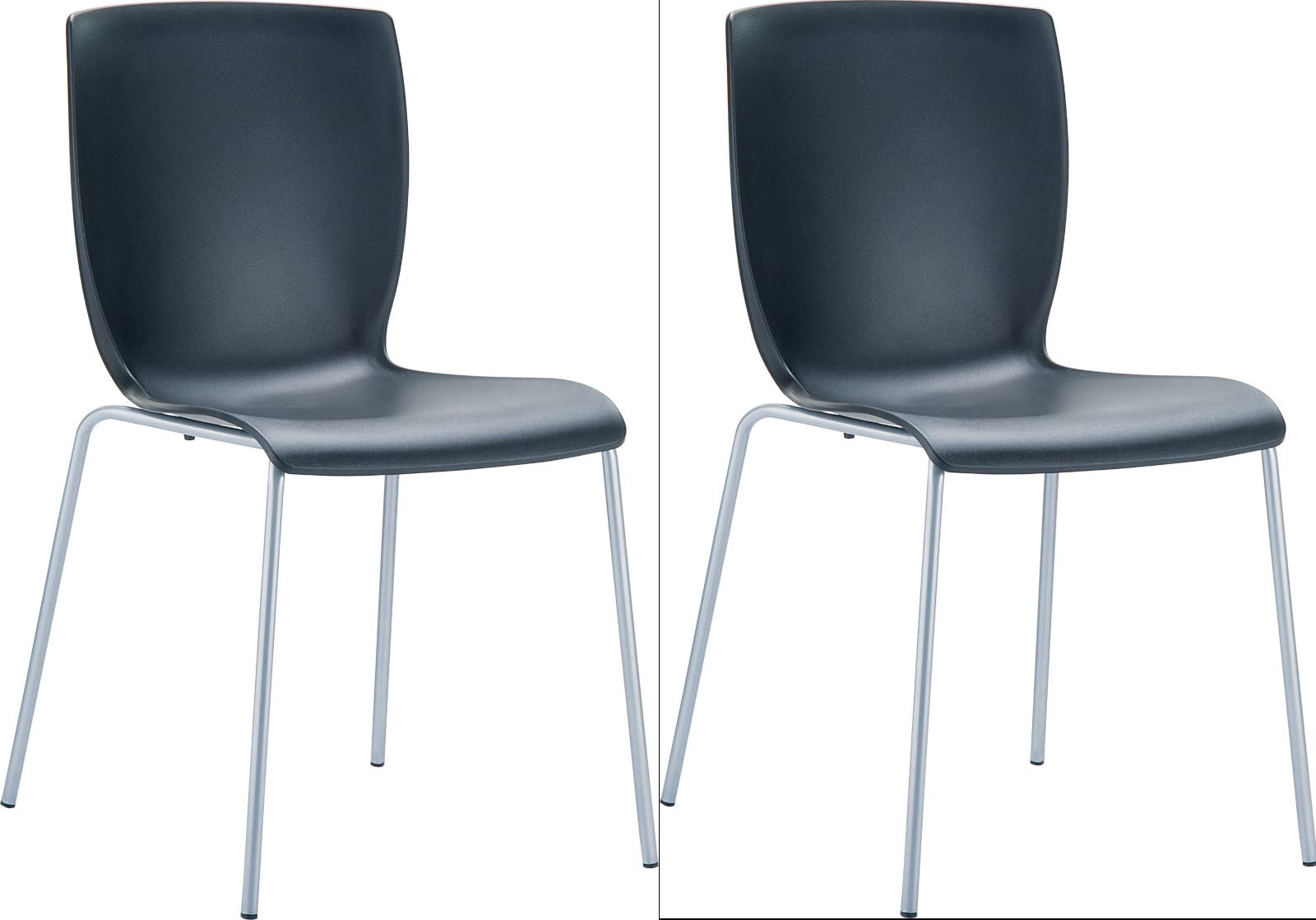 CLP 2er Set Gartenstühle Mio Kunststoff I Stapelbare Bistrostühle Mit Aluminiumgestell, Farbe:schwarz