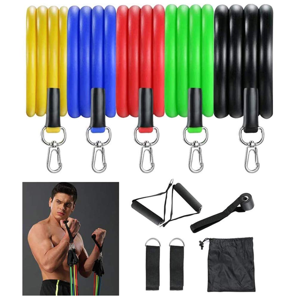 BROUYOUE11PCS Resistance Bands Set,Workout Bands,Exercise Bands with Door Anchor,Handles,Waterproof Carry Bag,Legs Ankle Straps for Resistance Training,Physical Therapy,Home Workouts