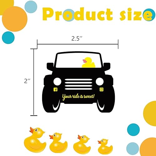 Miniatura 2 de Duck Tags, You've Been Ducked, tarjetas de juego Duck Ducking, paquete de 35 con agujero redondo y bandas de goma, diseño y SUV (BK)