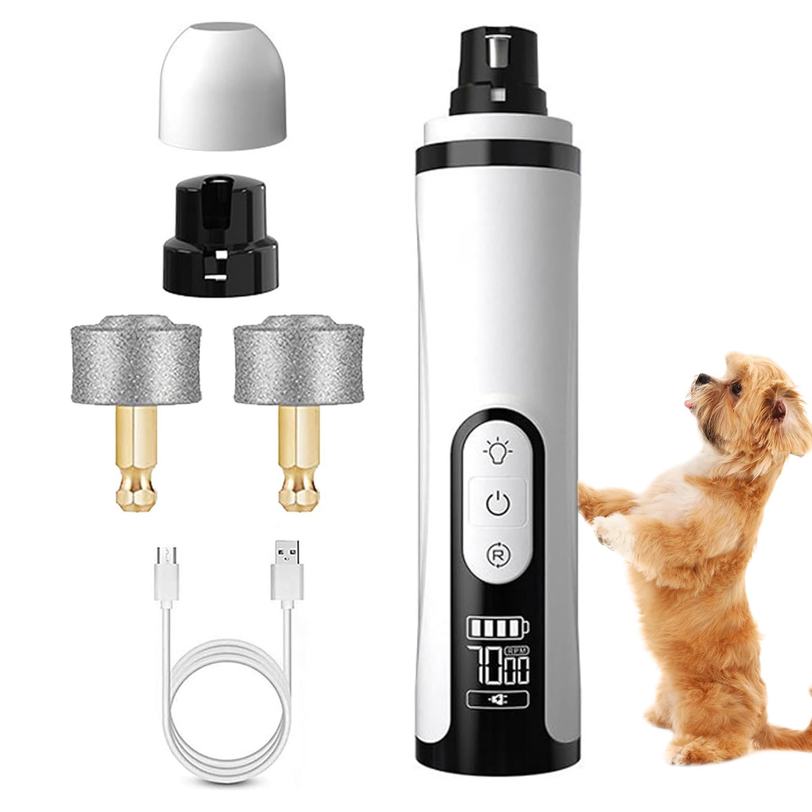 Broyeur à ongles électrique pour chien Outil de toilettage 3 vitesses