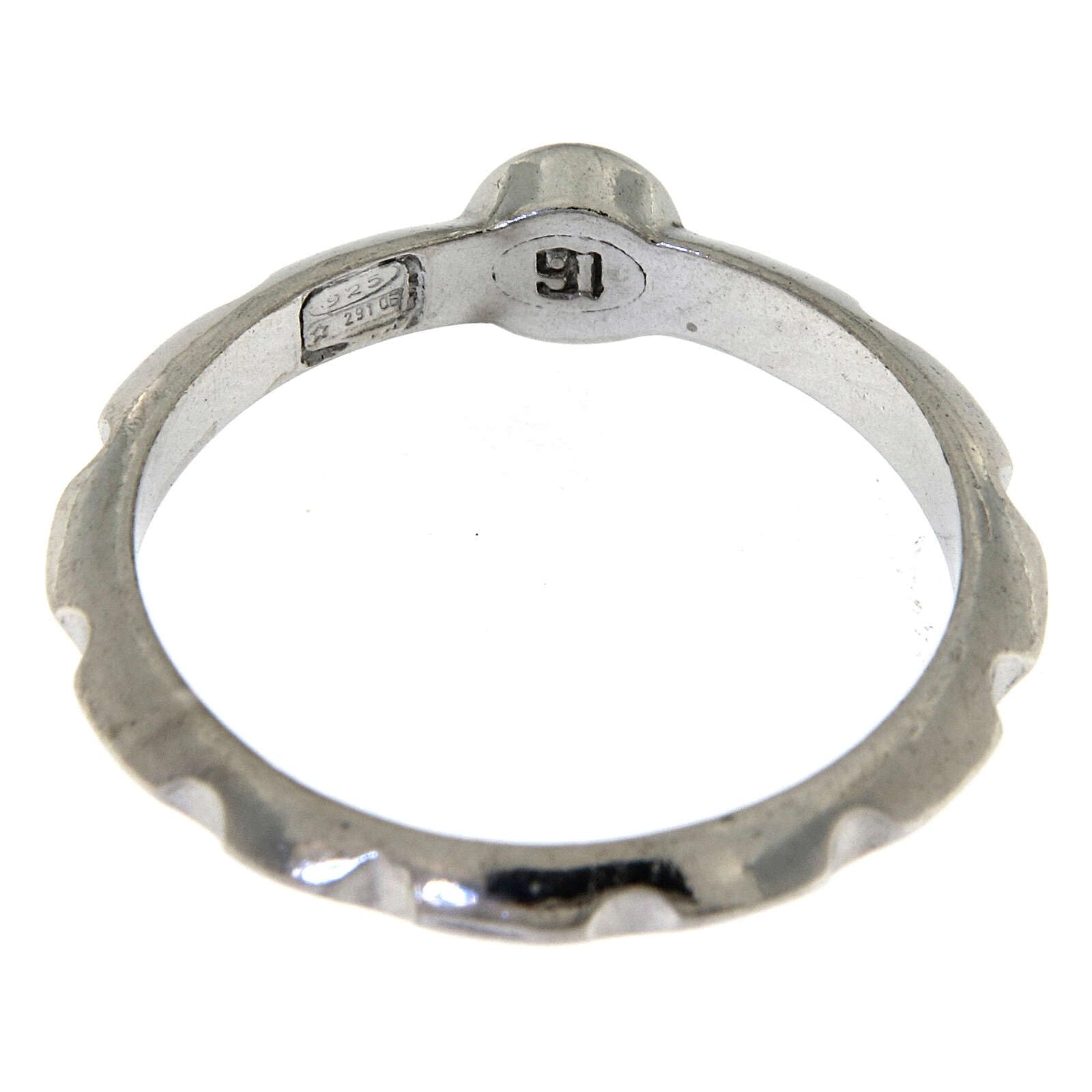 Single-Decade Ring In Sterling Silver 925 With Cross – 18.5 Mm Inner Diameter, UK Size Q, 0.05g Weight