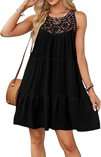 Damen Strandkleid Sommer Kurz Strandkleid Ärmellos Sommerkleid Bikini Cover Up Kleid