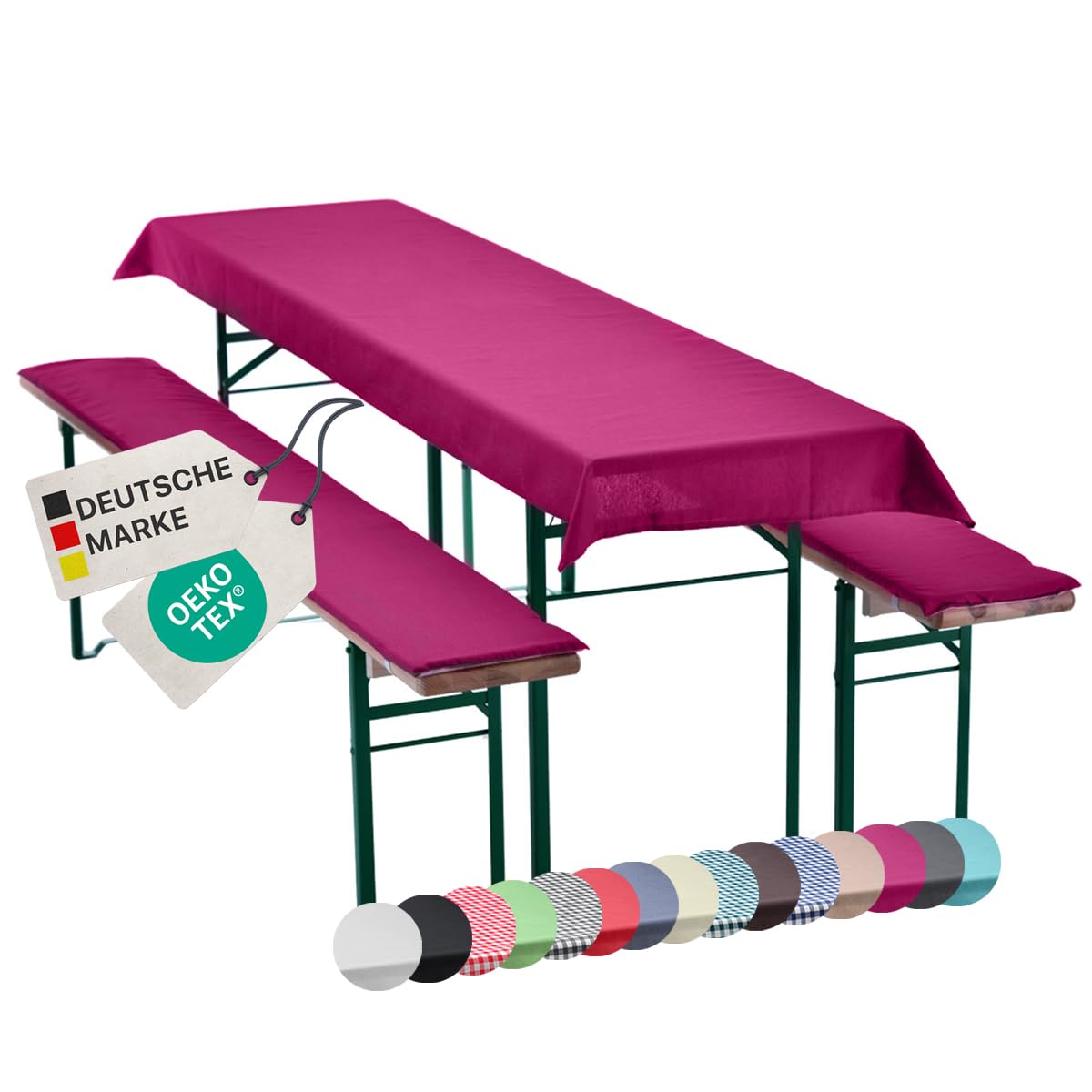 NYVI Bierbankauflagen Set (3-teilig) Beere – NYVI Bierbankauflagen Set