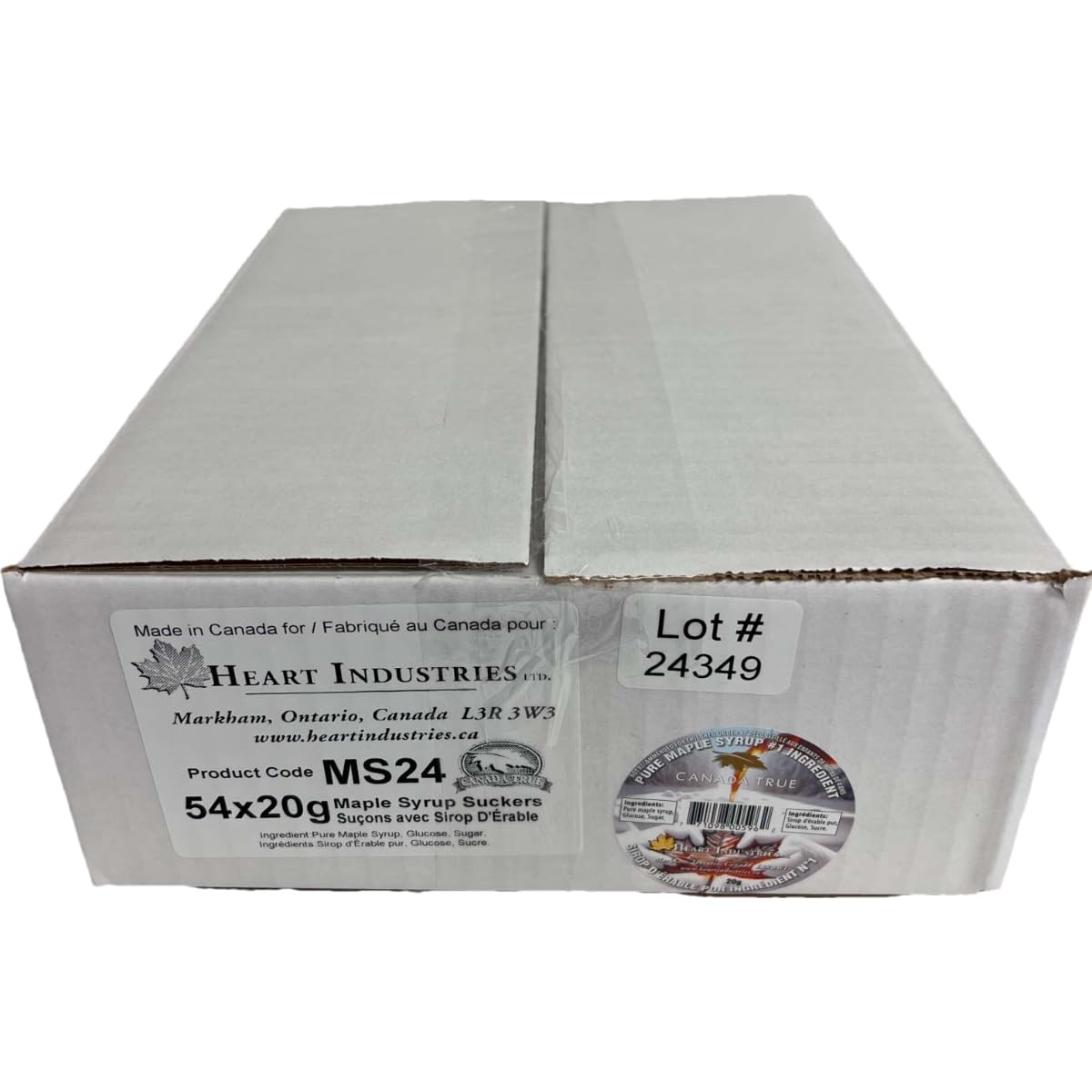 CANADA TRUE Pure Syrup Maple Lollipop 20g/Piece (54 Pieces-Original Box Package)