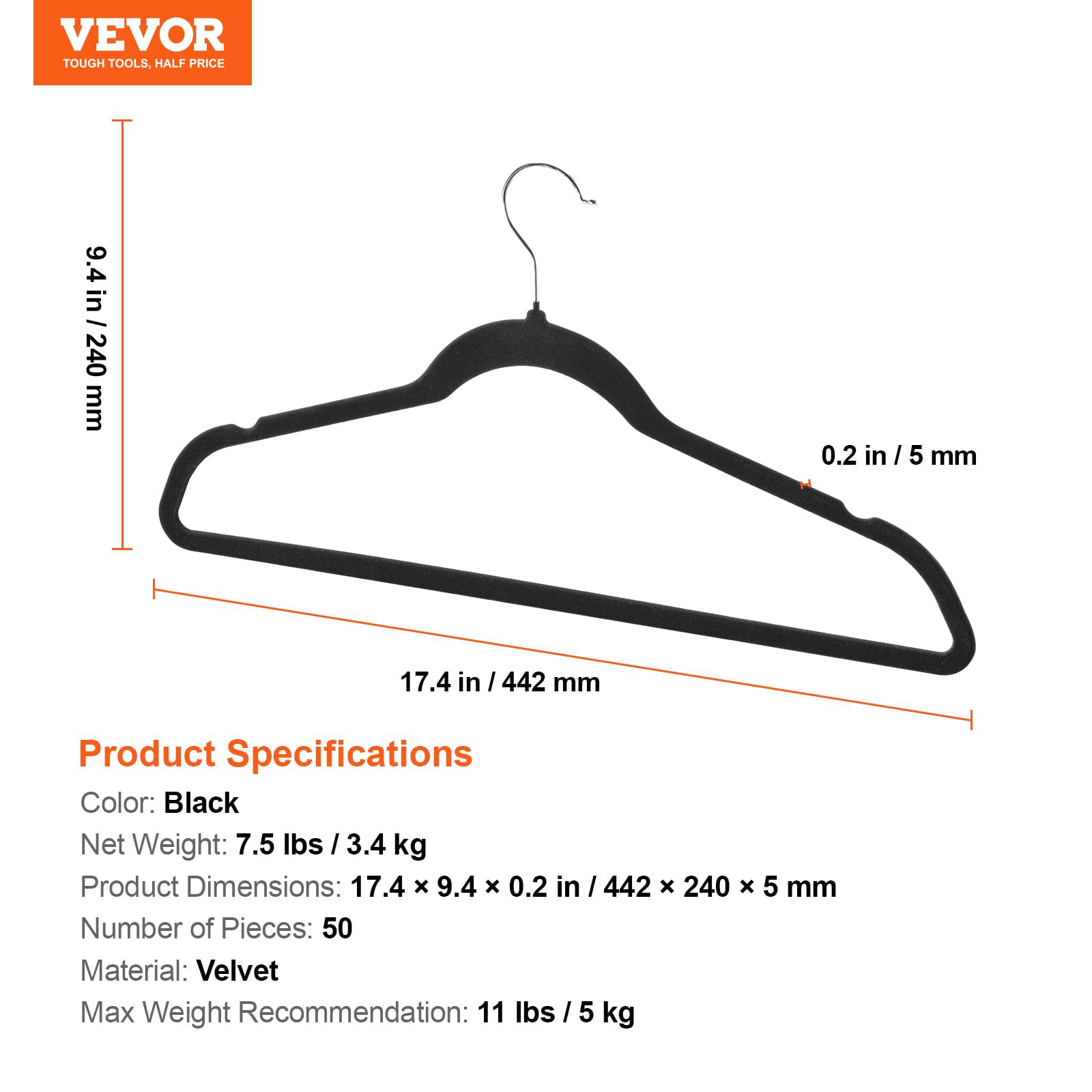 GVTECH Perchas De Plástico Para Ropa, Paquete De 50, Resistentes, Duraderas, Antideslizantes, Delgadas, Color Blanco