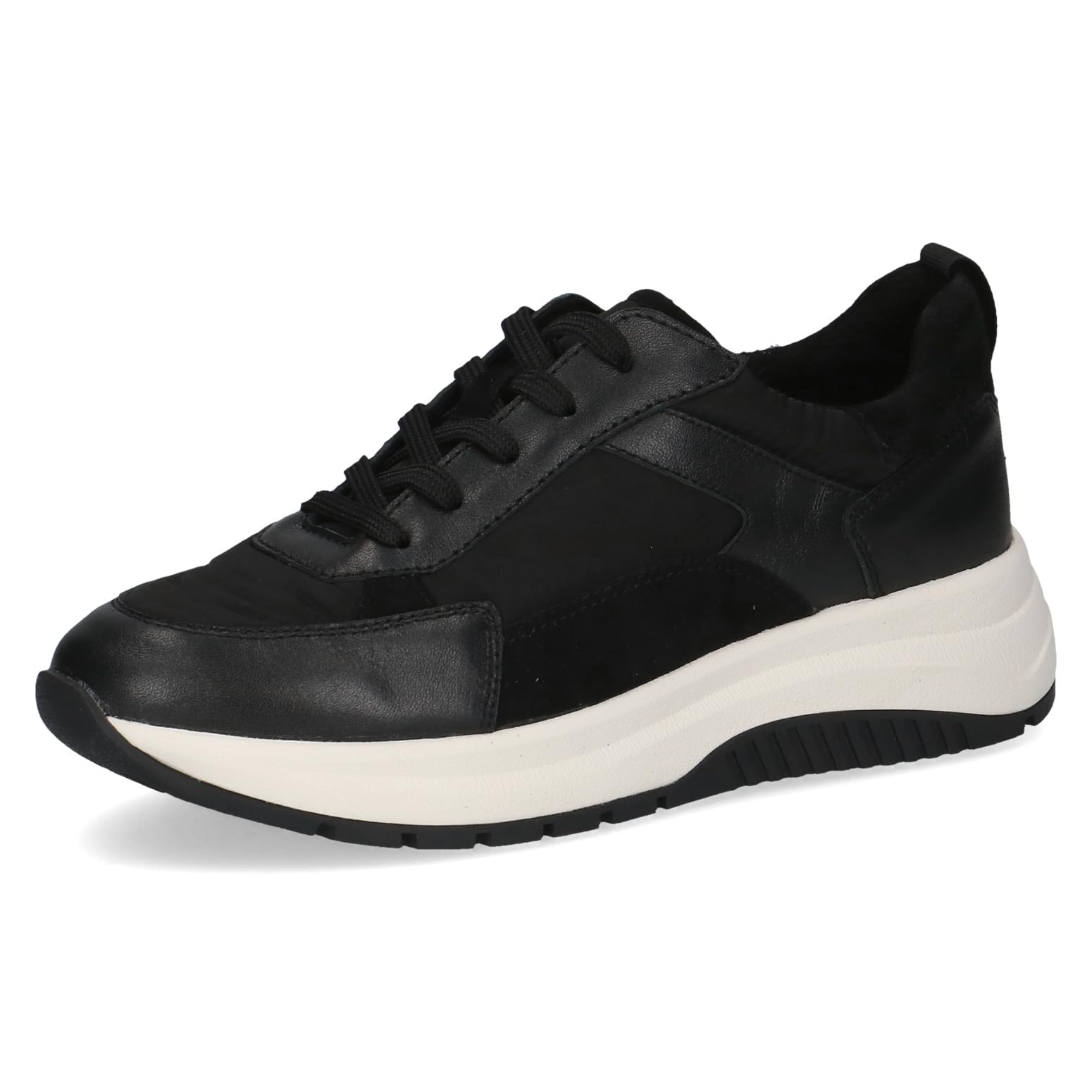 CAPRICE Women's Low-top Sporty Platform Sneakers, Black (Black Comb), 3.5 UK