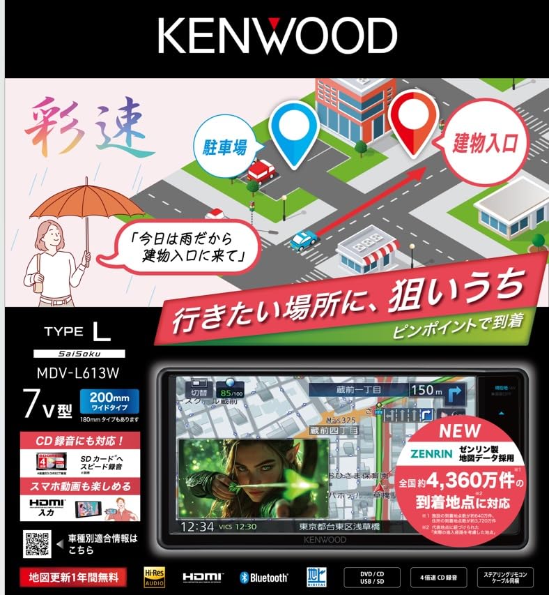 Amazon | ケンウッド カーナビ 彩速 7インチワイド MDV-L613W 安心の