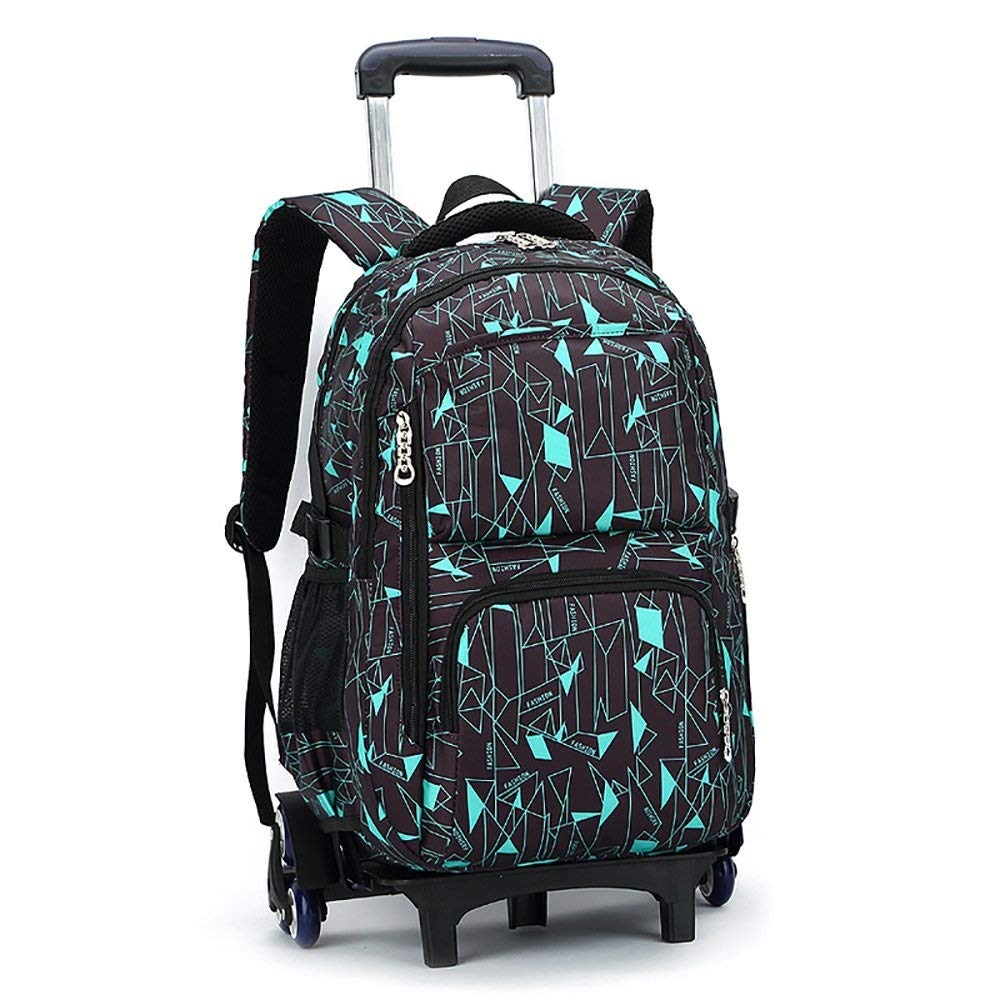RMXMYLarge Capacity Junior High School Students Primary School Trolley Bag Boys And Girls 4-5-6-9 Grade Large Three Round Detachable Trolley Bag (Color : B)