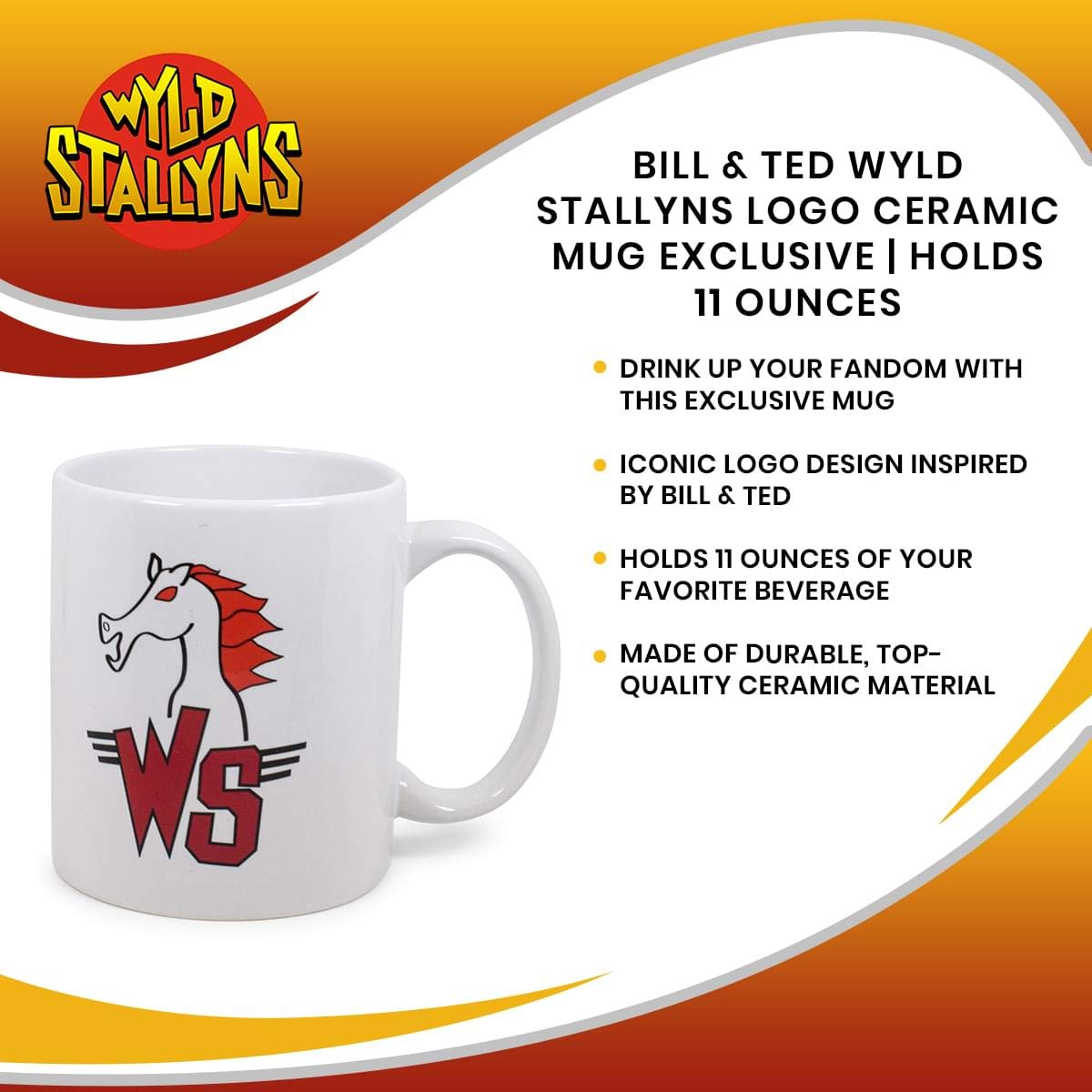 Surreal Entertainment Bill & Ted Wyld Stallyns Logo Ceramic Mug Exclusive | Holds 11 Ounces