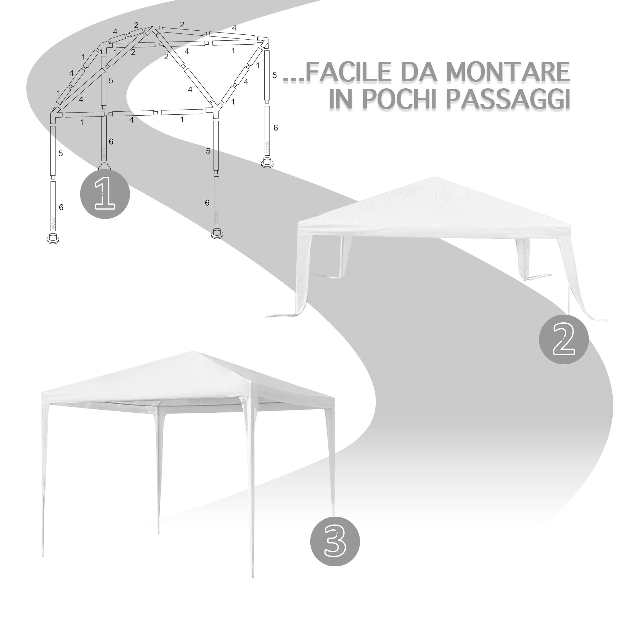 IlGruppone Gazebo 3 x 4 M Impermeabile UV Colore Bianco Resistente Struttura Acciaio Antiruggine Giardino