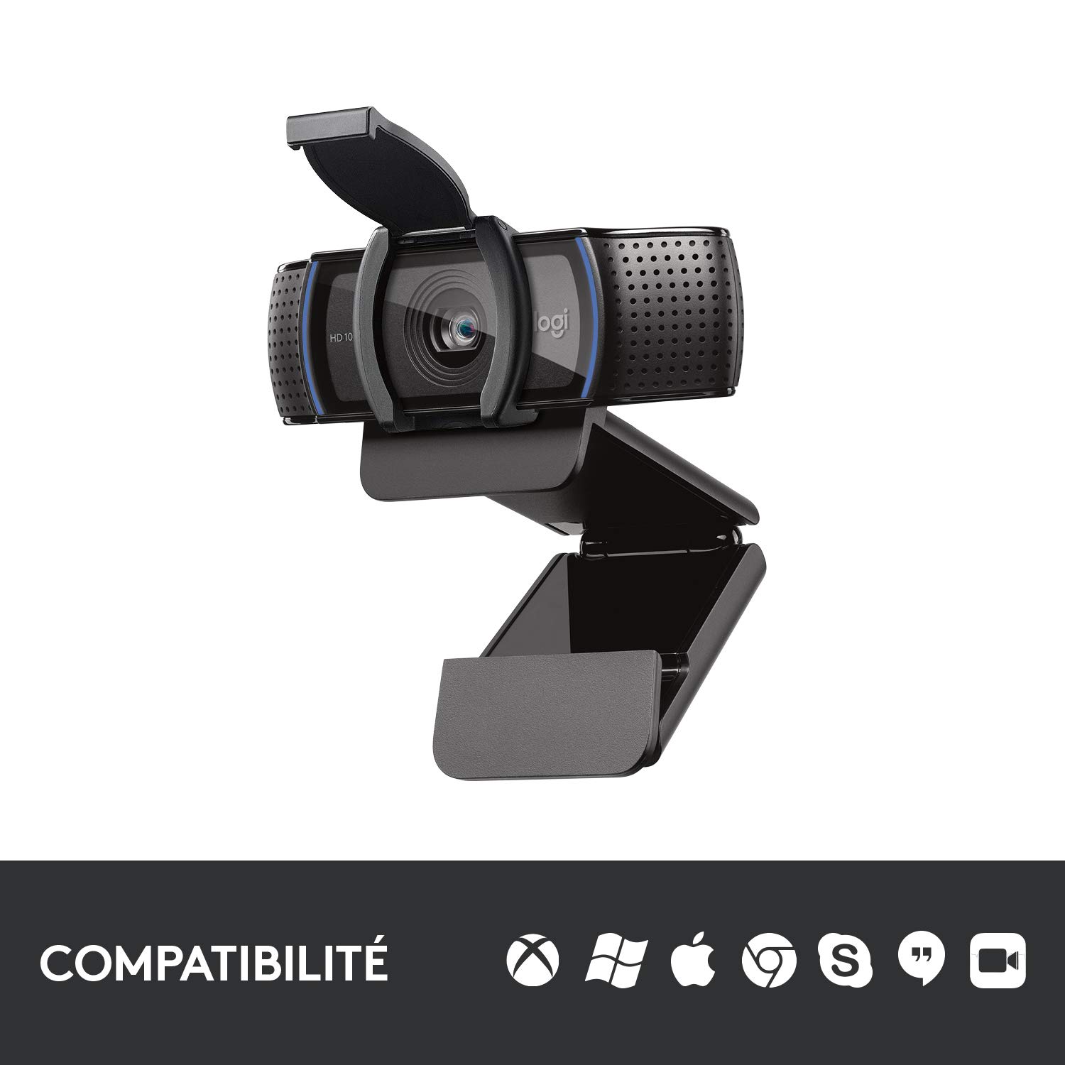 Logitech C920s HD Pro Webcam Streaming, Full HD 1080p/30ips, Appels Vidéos, Audio Clair, Correction Automatique de la Lumière, Volet de Protection, Skype, Zoom, Camera PC/Mac/Portable/Tablette/XBox